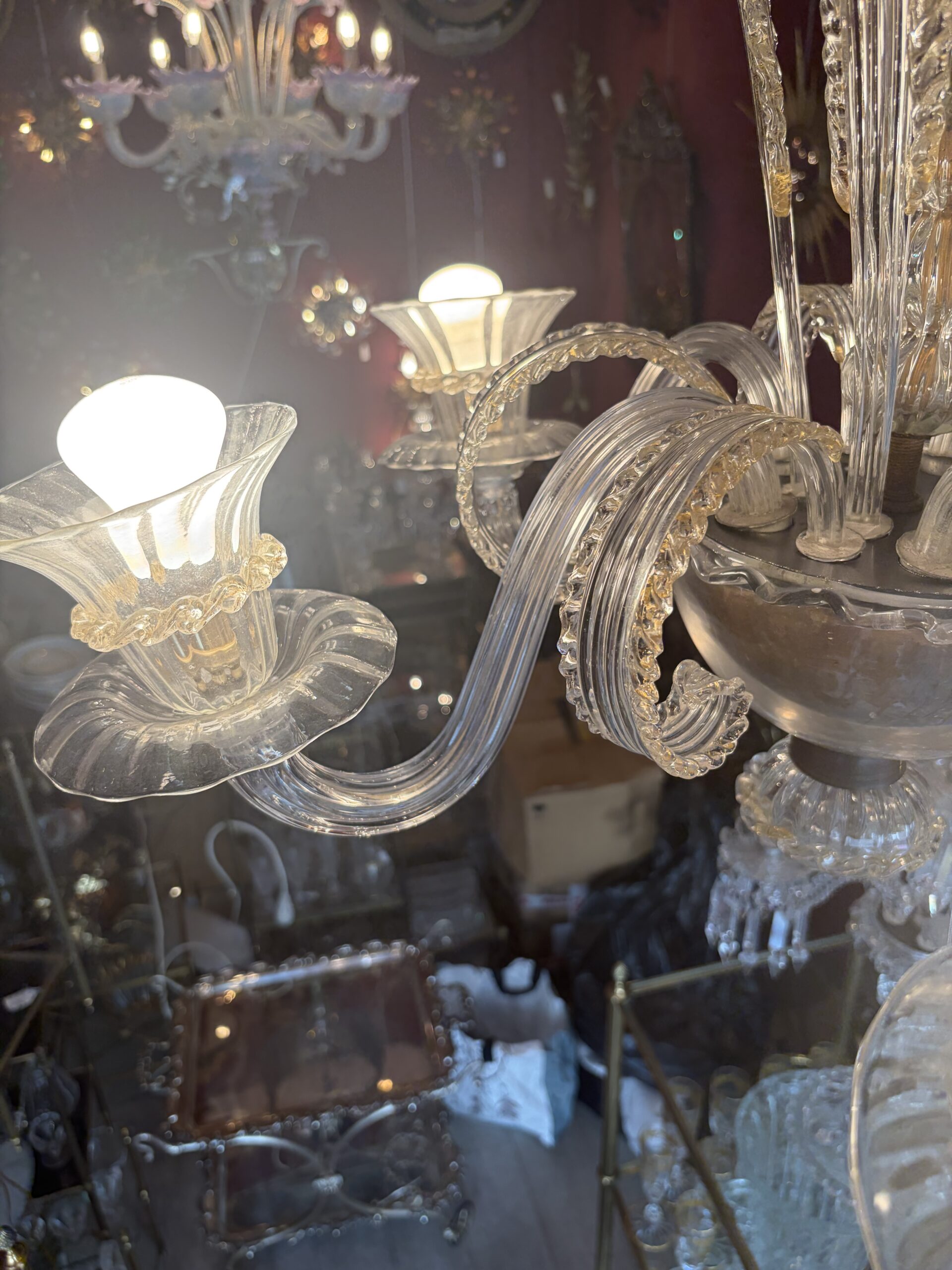 1950s–1970s Barovier & Toso “Jet d’Eau” 5-Arm Chandelier from Murano, H 92, Ø 70 cm - Image 14