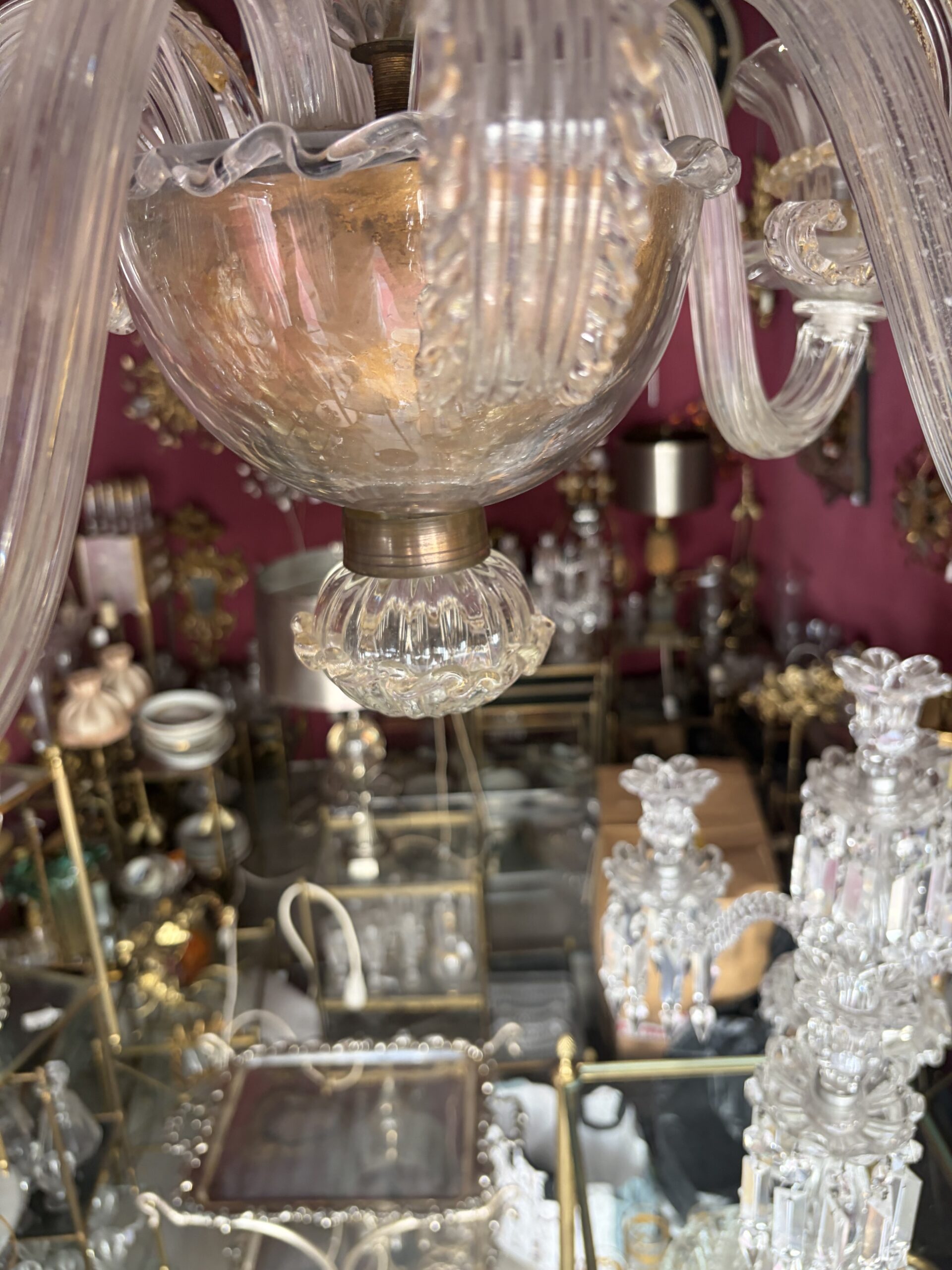 1950s–1970s Barovier & Toso “Jet d’Eau” 5-Arm Chandelier from Murano, H 92, Ø 70 cm - Image 8