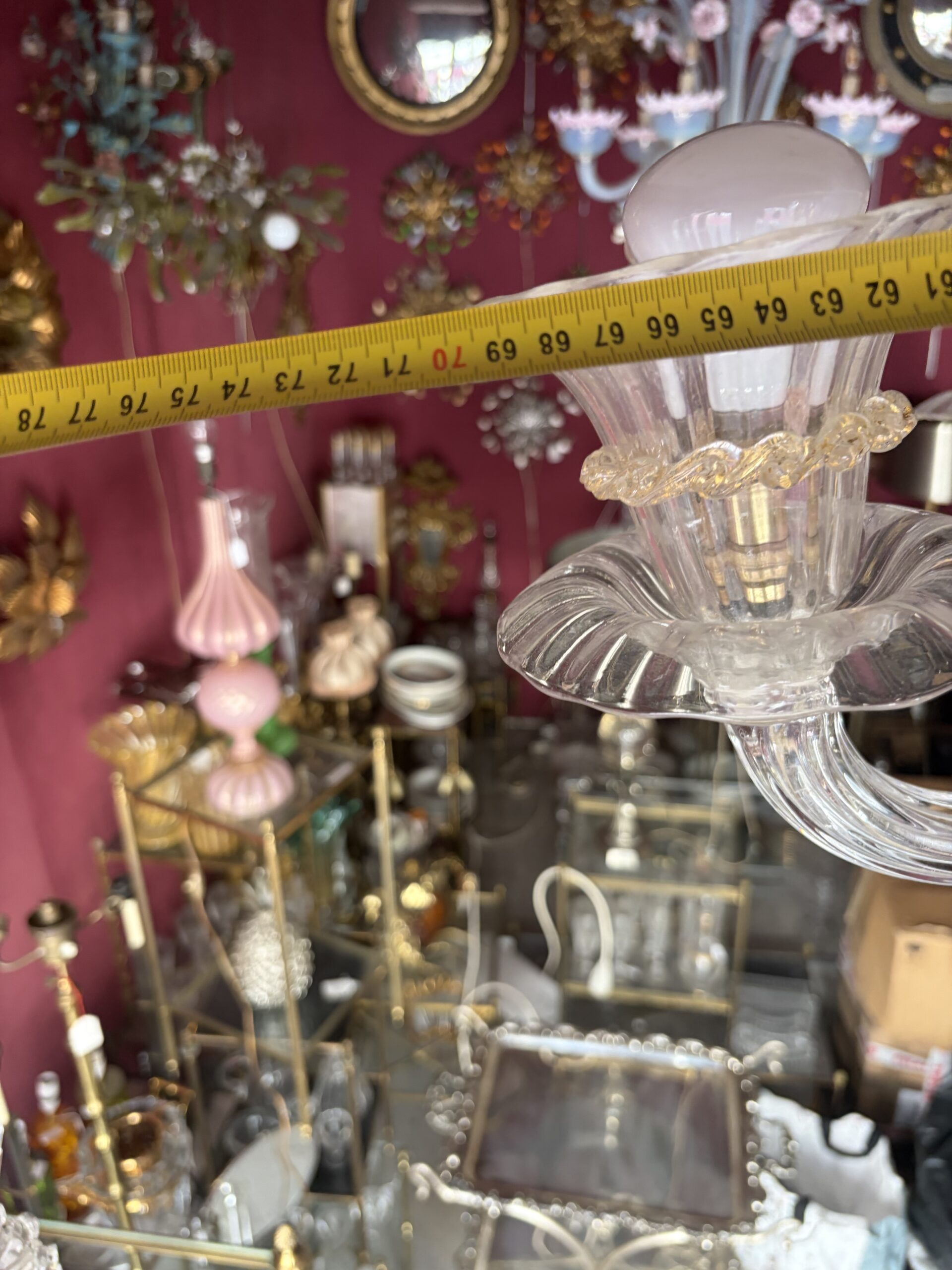 1950s–1970s Barovier & Toso “Jet d’Eau” 5-Arm Chandelier from Murano, H 92, Ø 70 cm - Image 7