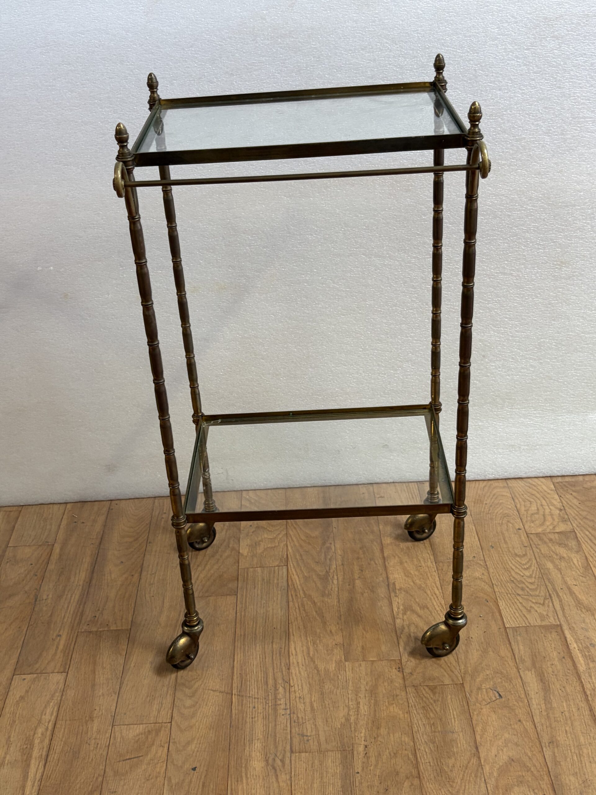 1950/70′ Maison Bagués Rolling Trolley Bronze Bamboo Deco With Towel Holder 38 X 35 X H 75 cm - Image 12