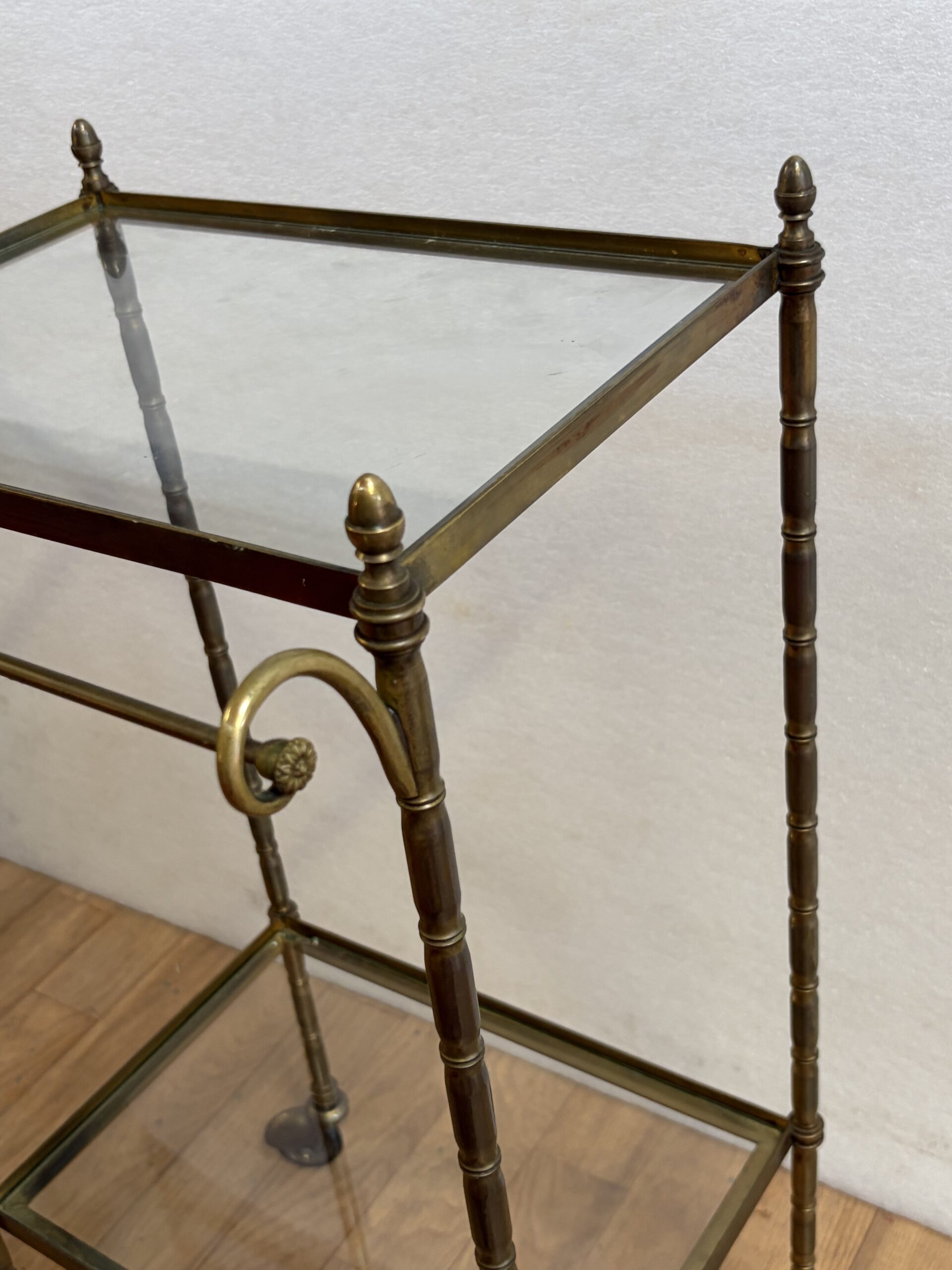 1950/70′ Maison Bagués Rolling Trolley Bronze Bamboo Deco With Towel Holder 38 X 35 X H 75 cm - Image 11