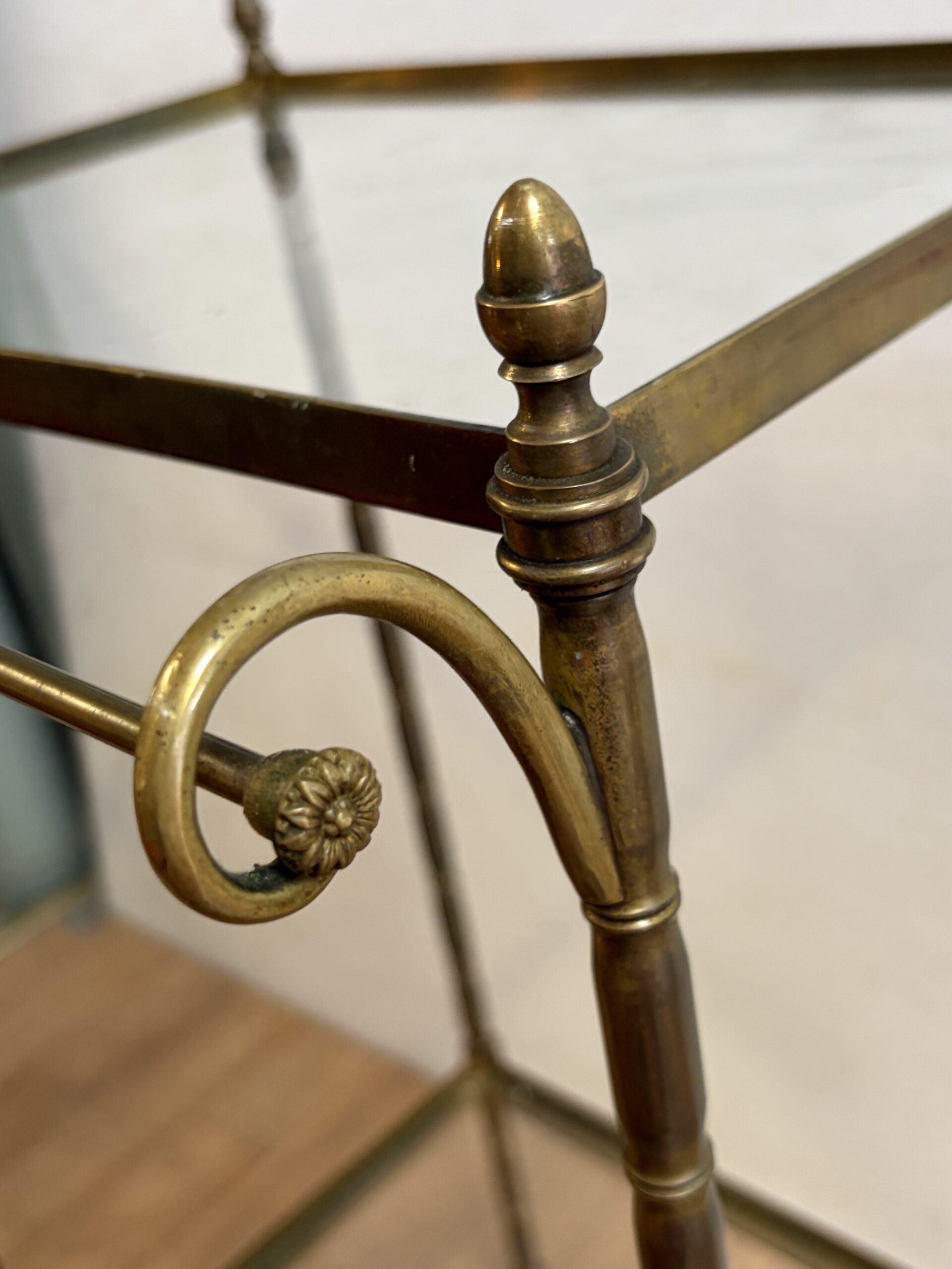 1950/70′ Maison Bagués Rolling Trolley Bronze Bamboo Deco With Towel Holder 38 X 35 X H 75 cm - Image 10