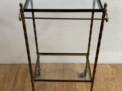 1950/70′ Maison Bagués Rolling Trolley Bronze Bamboo Deco With Towel Holder 38 X 35 X H 75 cm