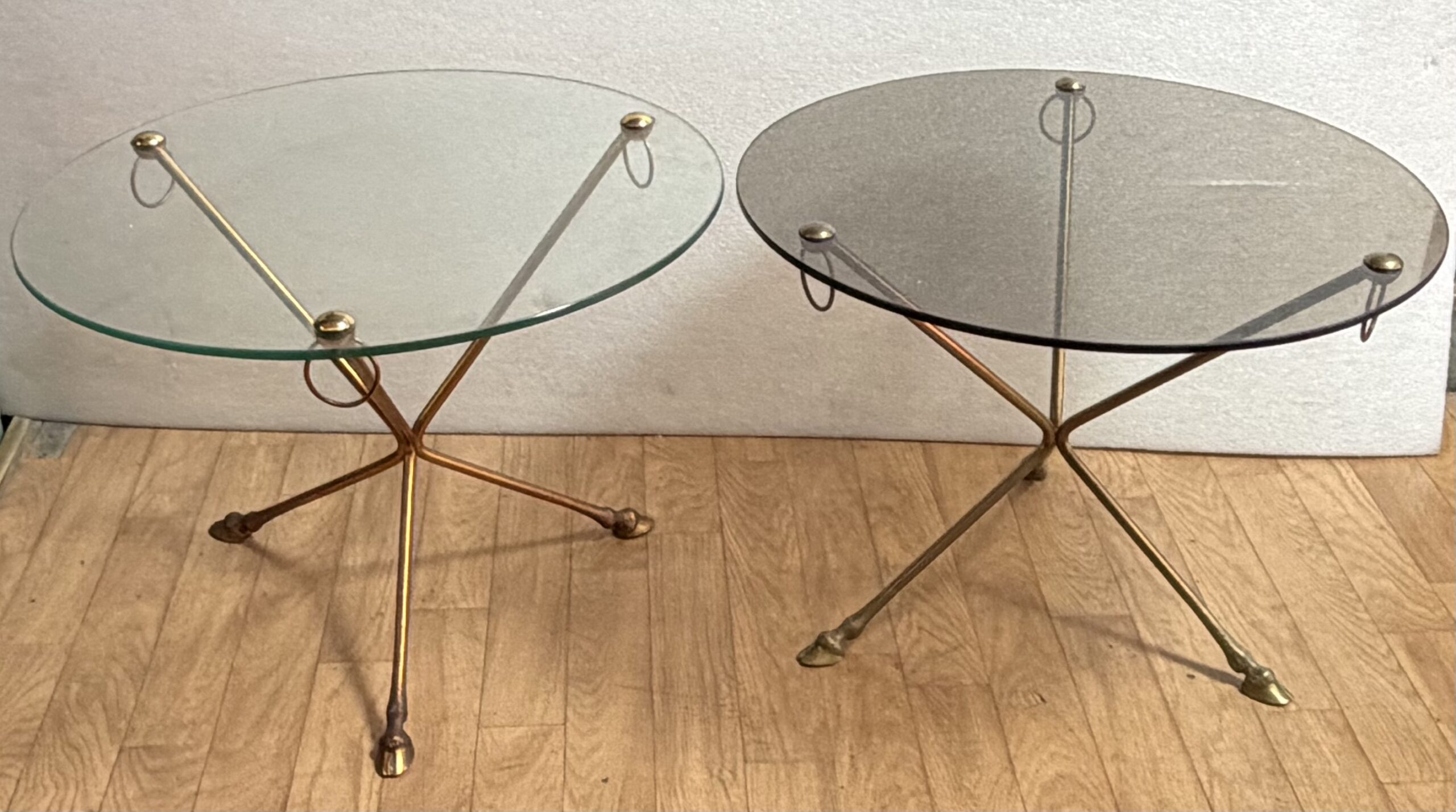 1950s–1970s Pair of Bronze Tripod Side Tables by Maison Jansen