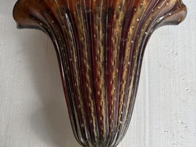 1970′ Vase Cristal Murano Violine et Or Signé Pino Signoretto H 40 cm
