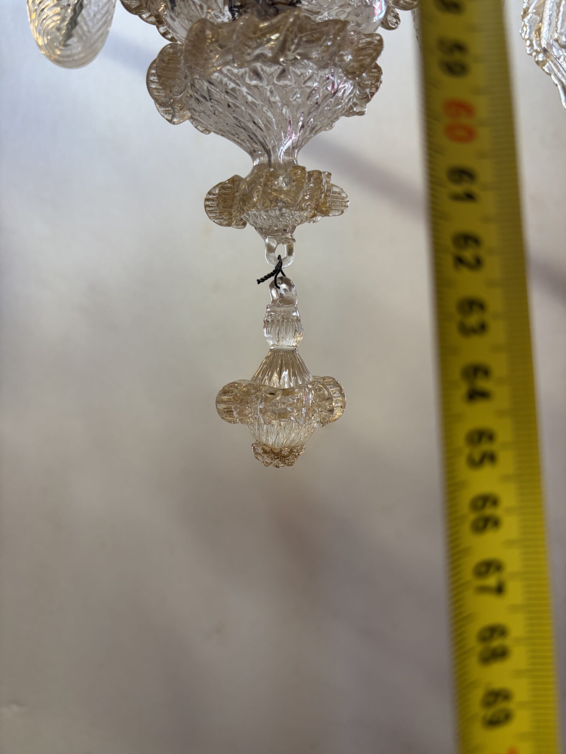 1950s Murano Crystal Chandelier with Gold Leaf Inclusions, 5 Arms, H 65, Ø 51 cm - Image 2