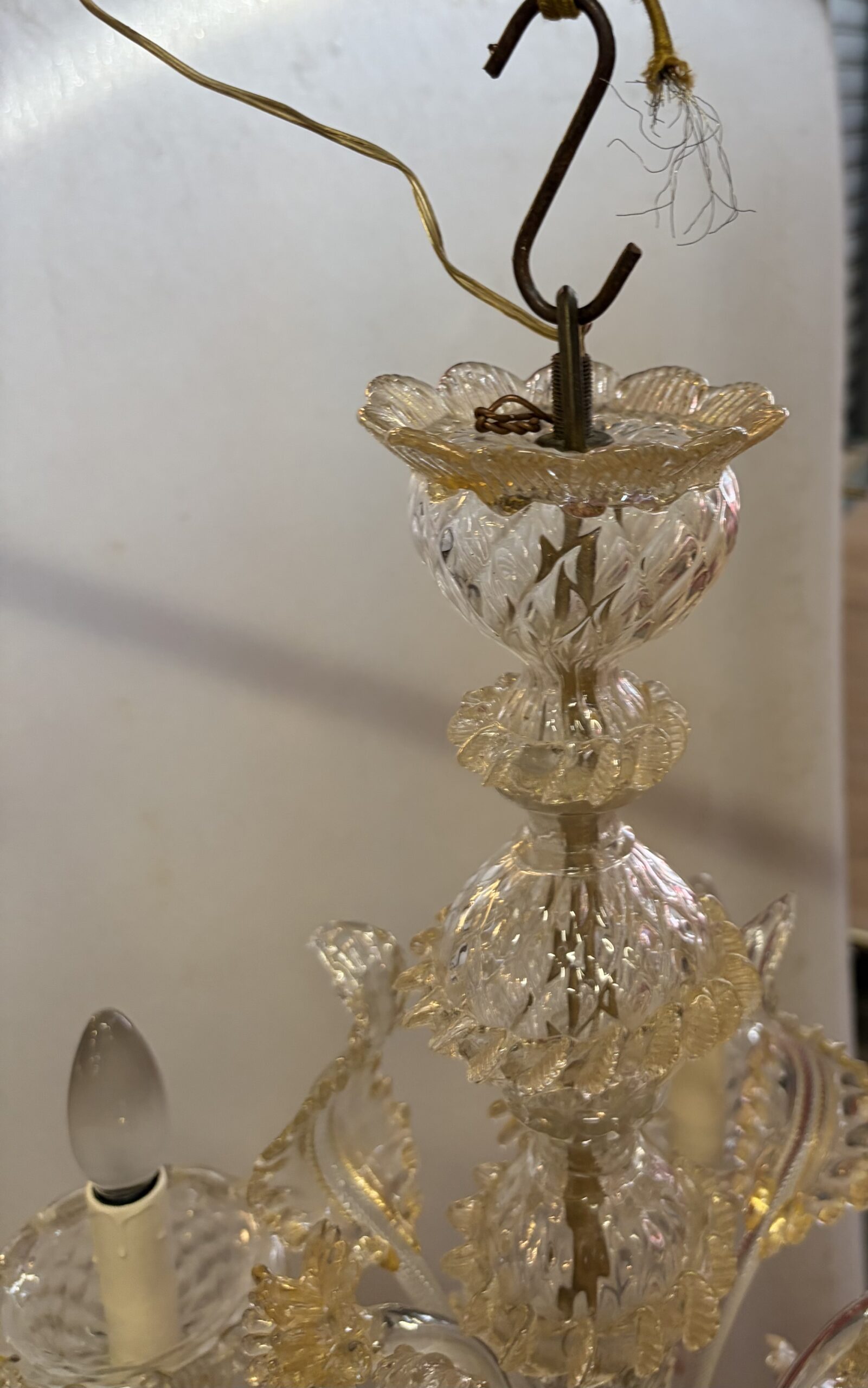1950s Murano Crystal Chandelier with Gold Leaf Inclusions, 5 Arms, H 65, Ø 51 cm - Image 21