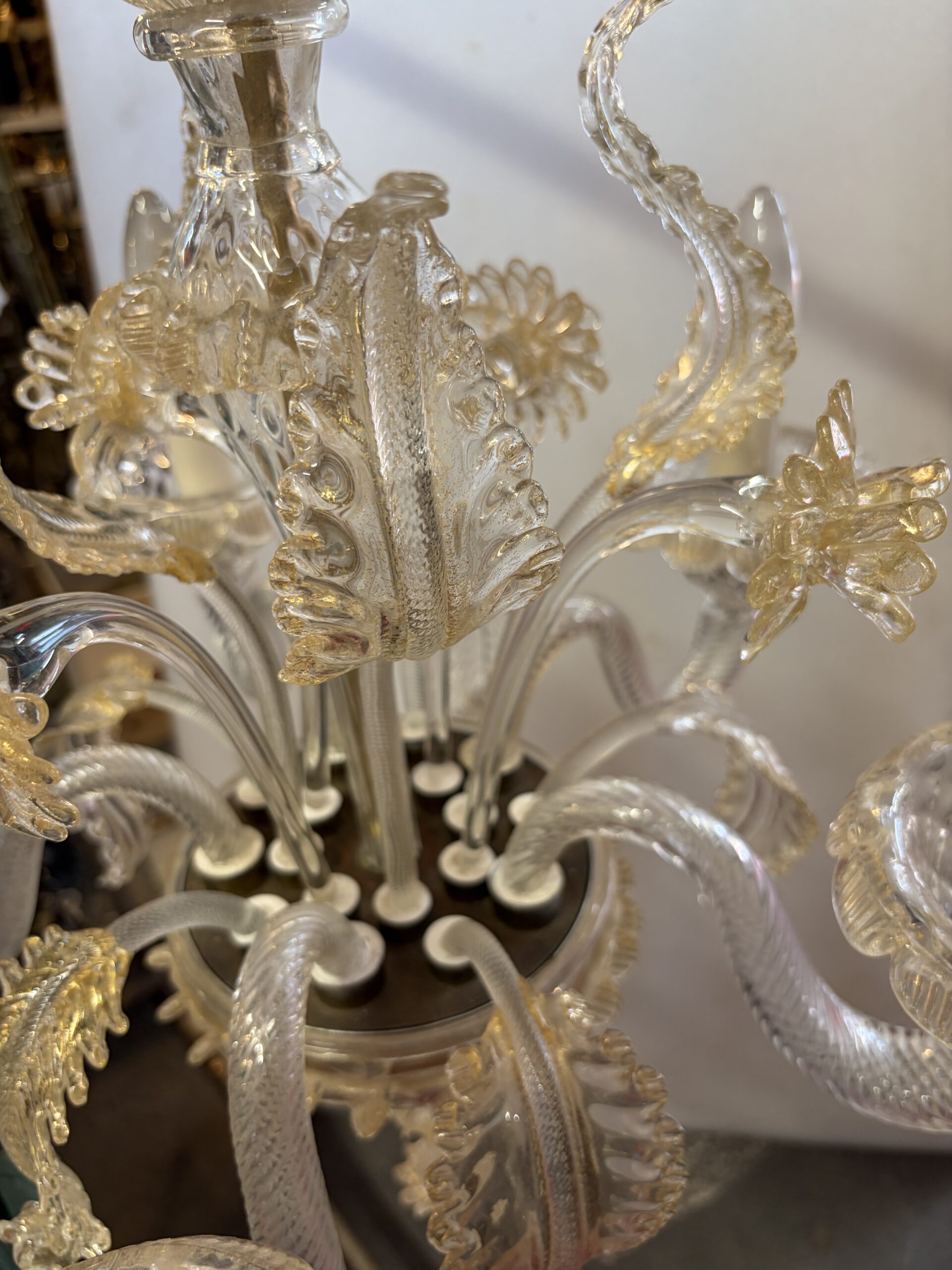 1950s Murano Crystal Chandelier with Gold Leaf Inclusions, 5 Arms, H 65, Ø 51 cm - Image 20