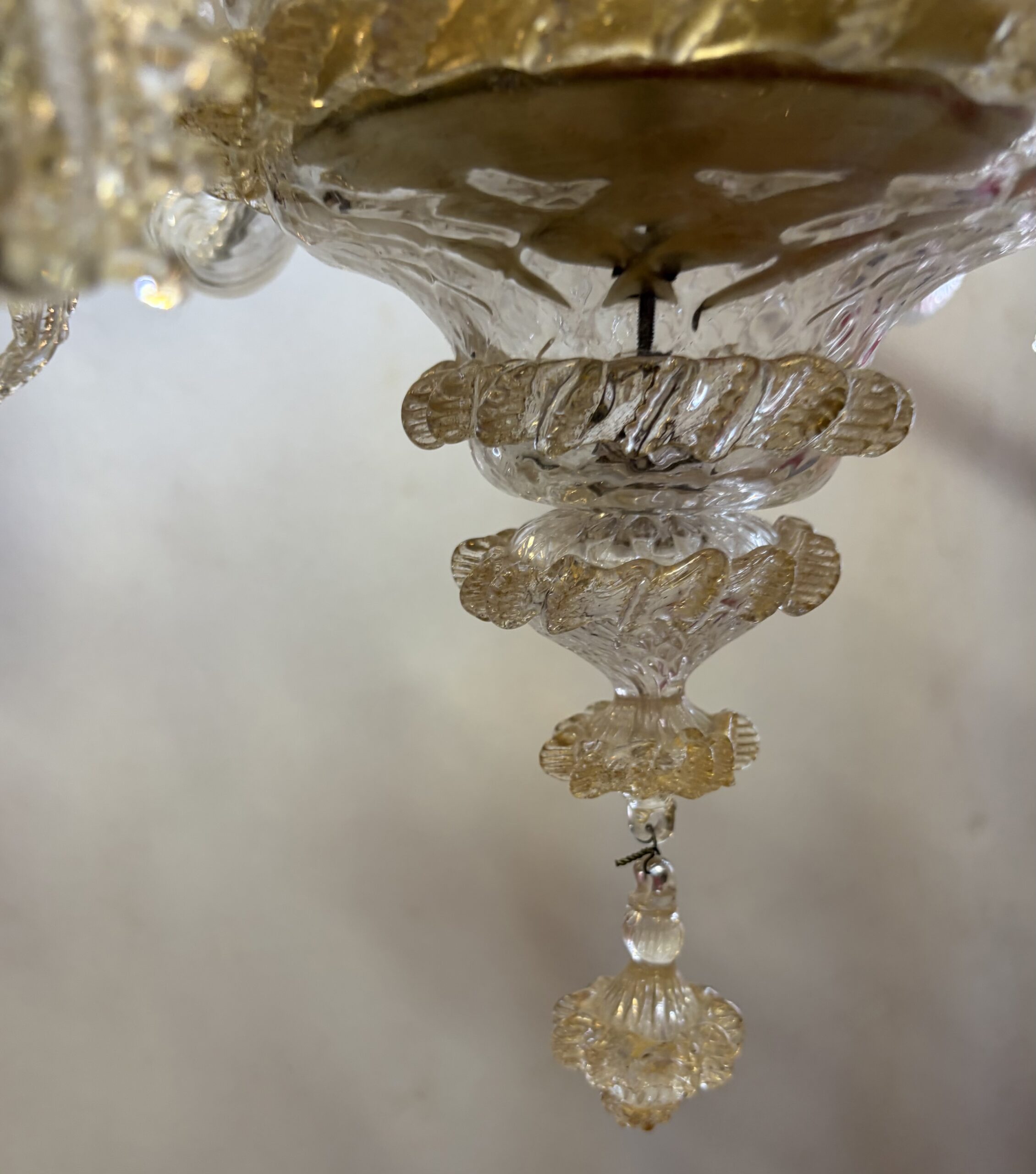 1950s Murano Crystal Chandelier with Gold Leaf Inclusions, 5 Arms, H 65, Ø 51 cm - Image 15