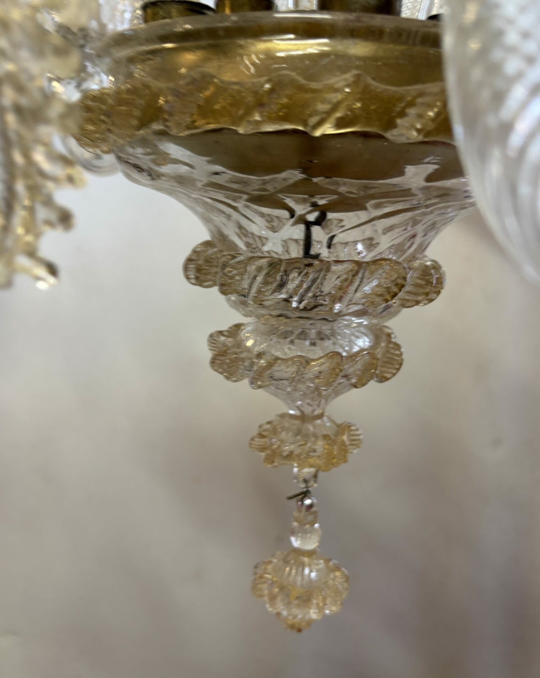 1950s Murano Crystal Chandelier with Gold Leaf Inclusions, 5 Arms, H 65, Ø 51 cm - Image 4