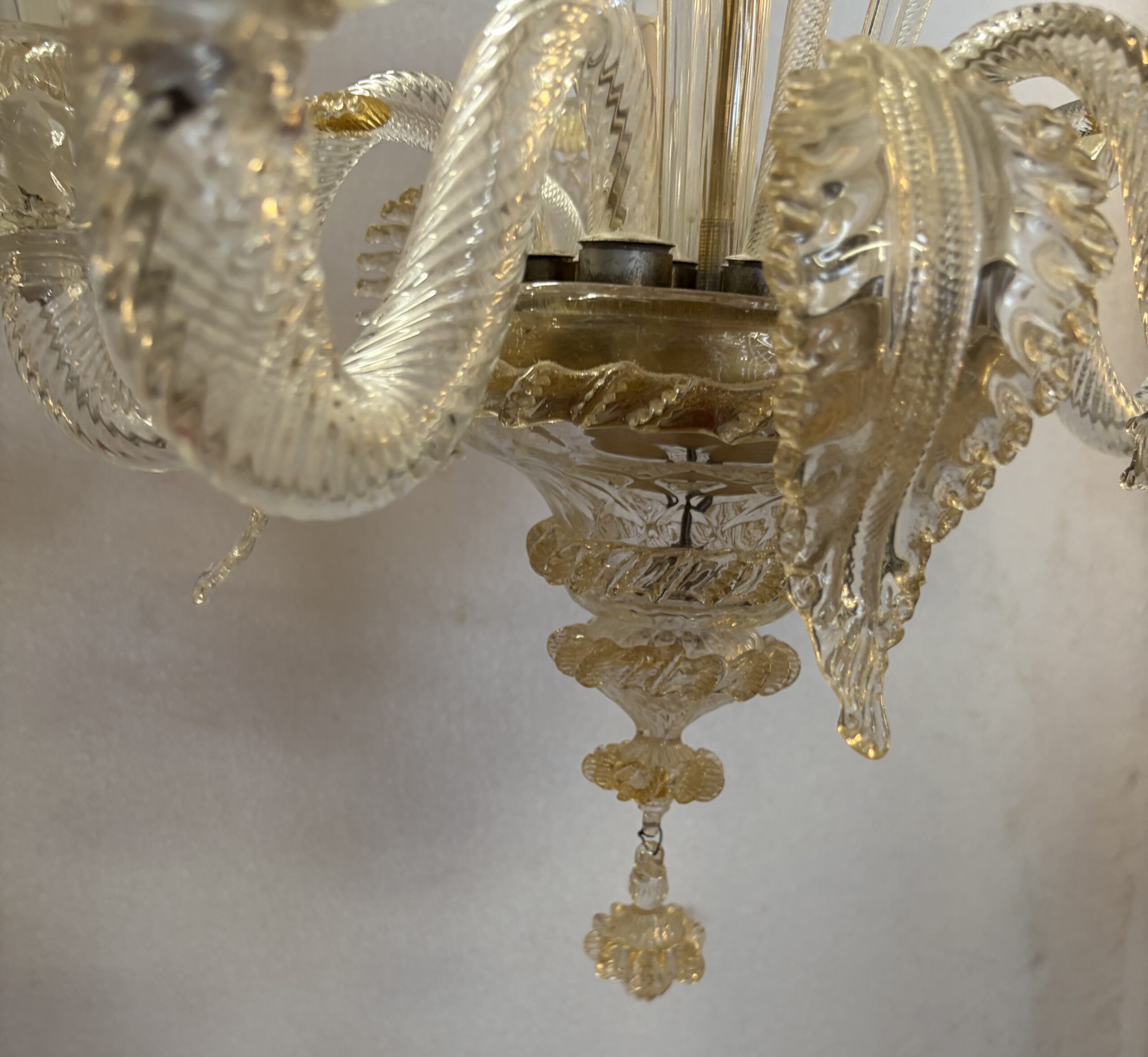 1950s Murano Crystal Chandelier with Gold Leaf Inclusions, 5 Arms, H 65, Ø 51 cm - Image 13