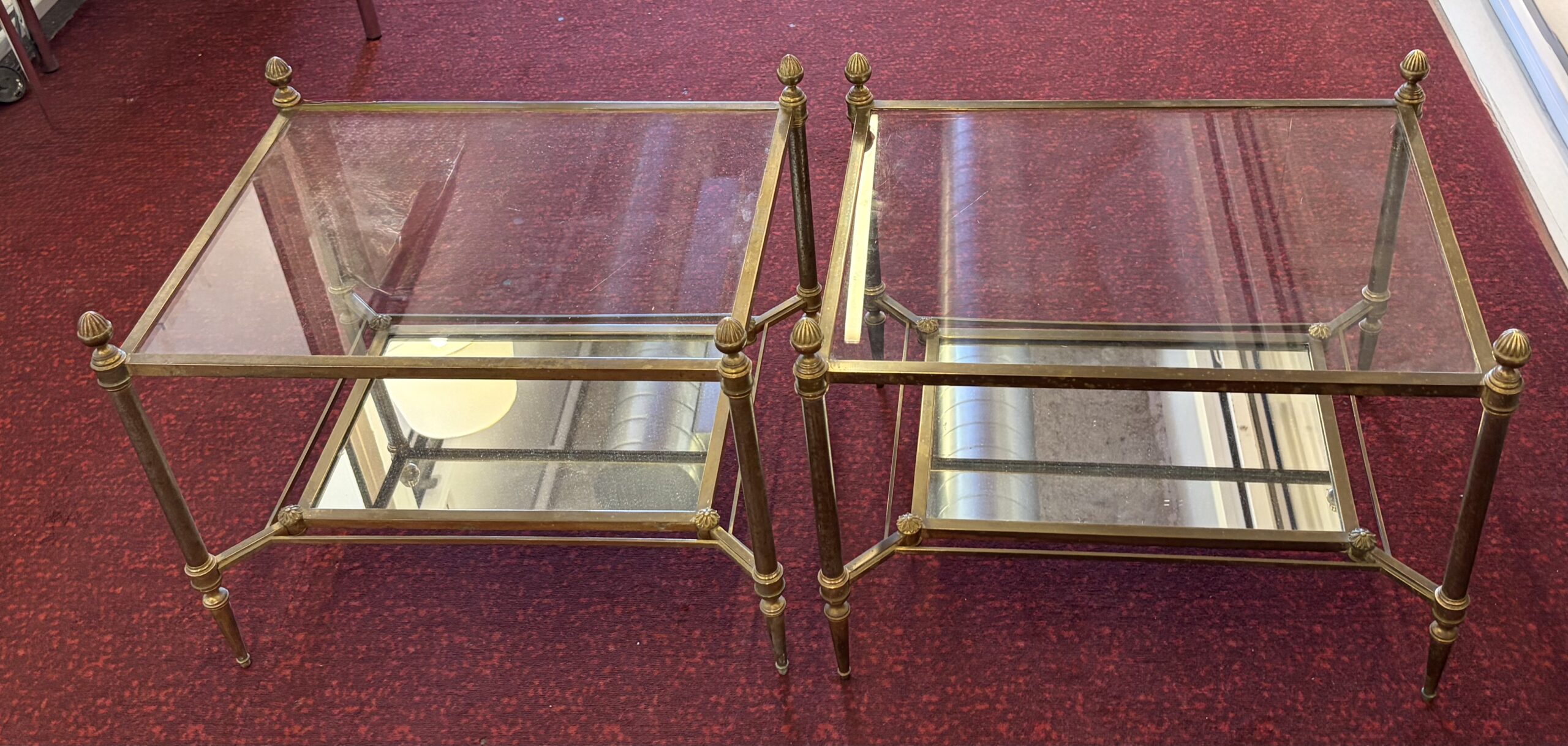1950/70 Pair of Ends of Sofa Maison Jansen 48 X 62 X H 49 cm Bottom Mirror