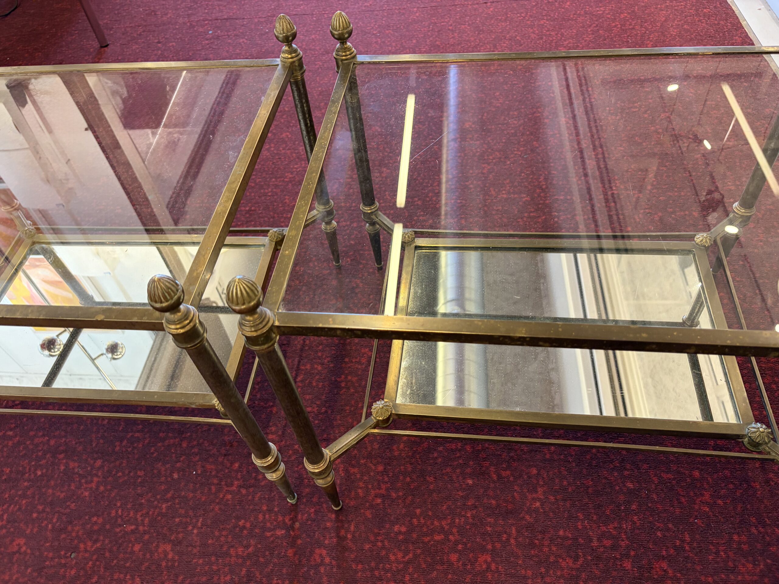 1950/70 Pair of Ends of Sofa Maison Jansen 48 X 62 X H 49 cm Bottom Mirror - Image 16