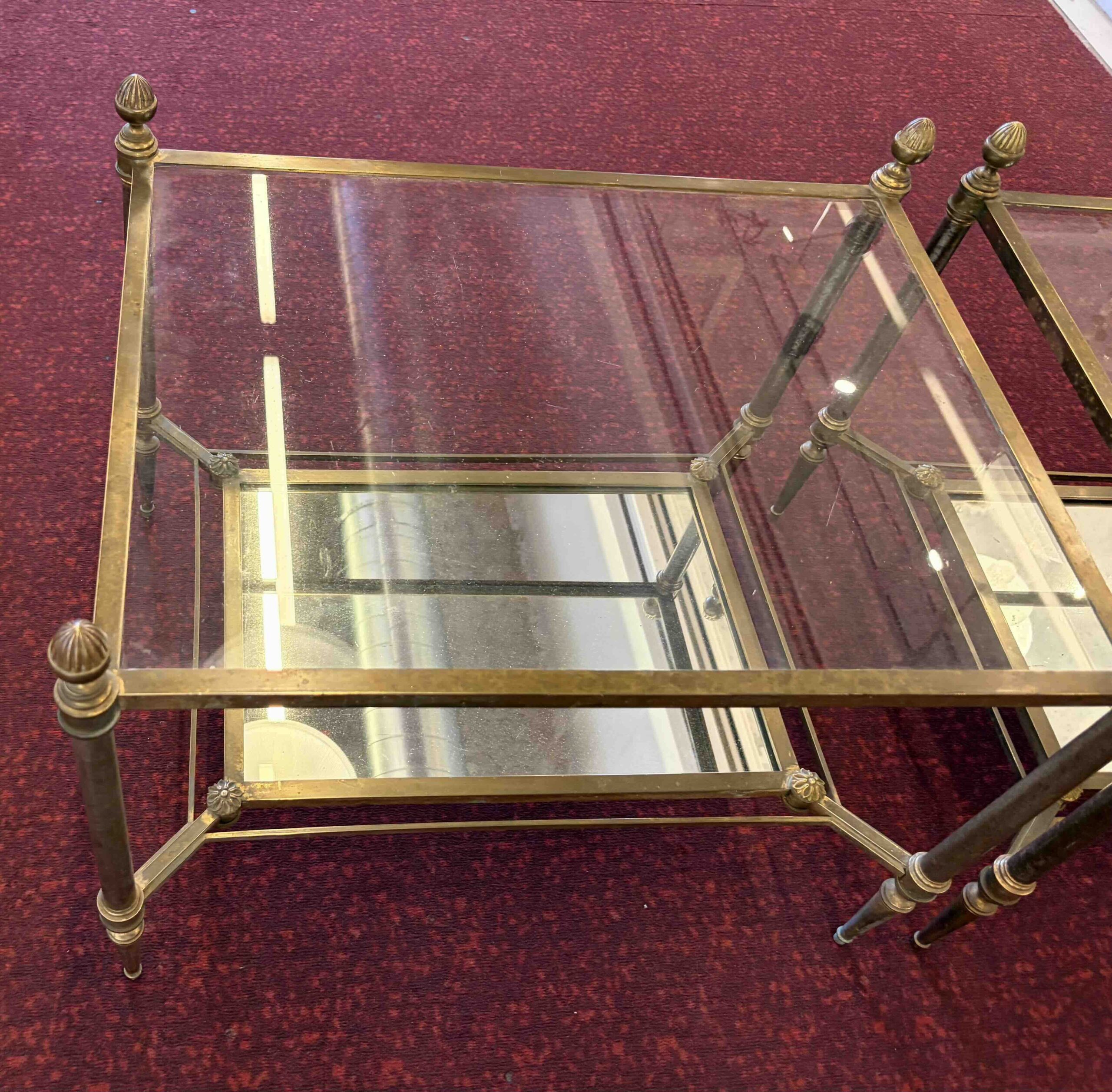 1950/70 Pair of Ends of Sofa Maison Jansen 48 X 62 X H 49 cm Bottom Mirror - Image 3
