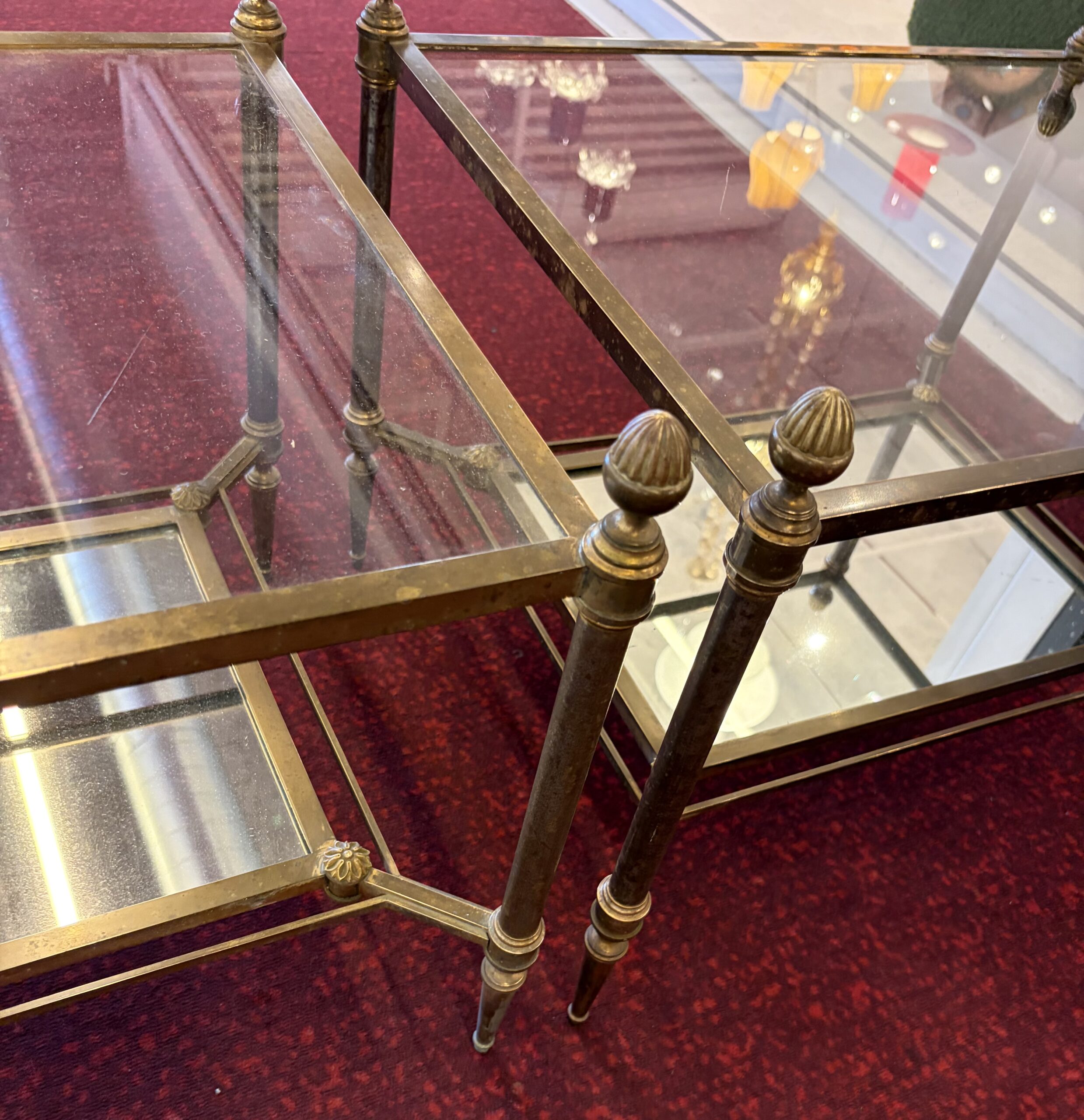 1950/70 Pair of Ends of Sofa Maison Jansen 48 X 62 X H 49 cm Bottom Mirror - Image 13