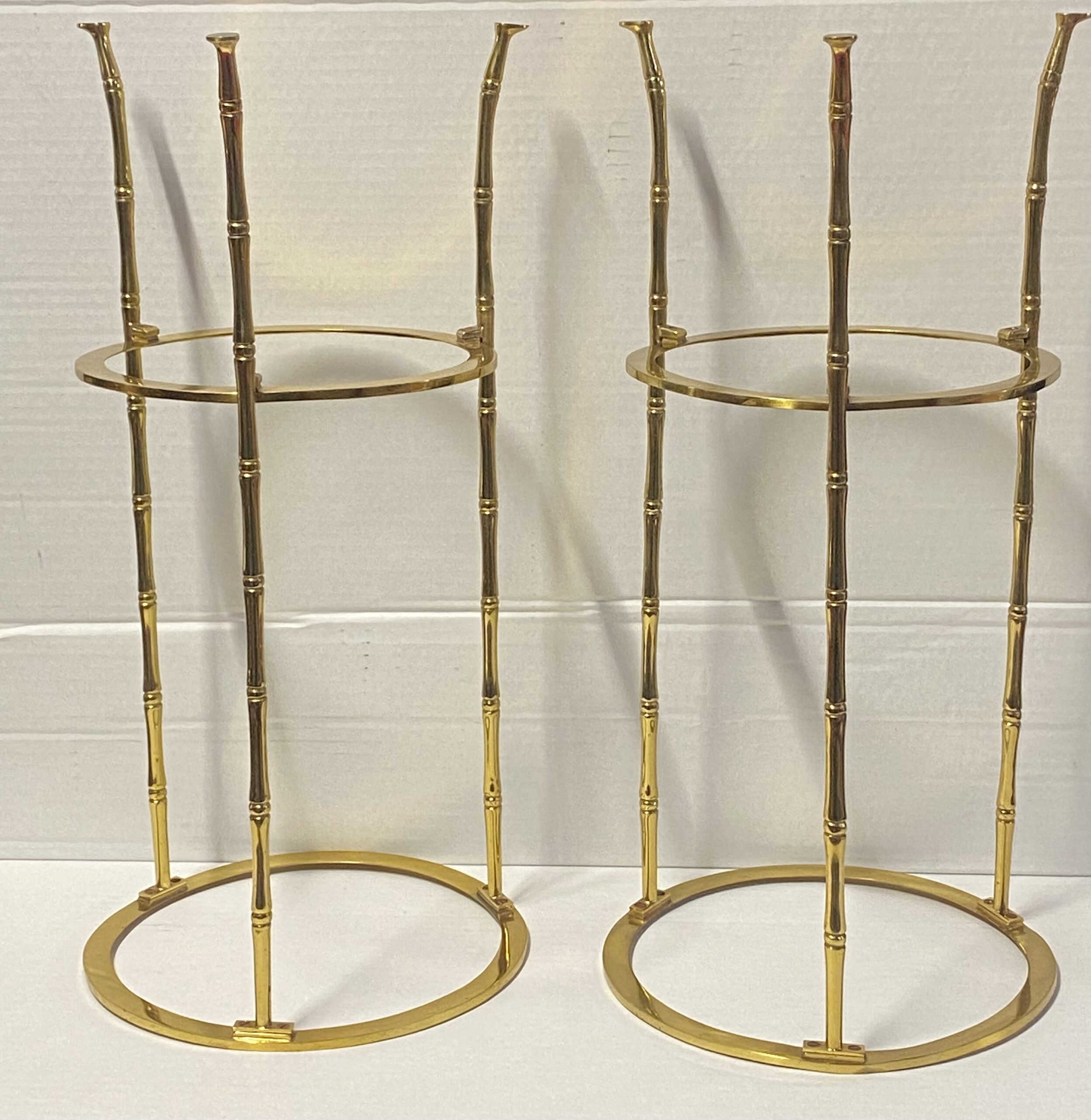 1970′ 2 Paires de Guéridons Bronze Doré Maison Bagués Décor Bambou ø 24 X H 50 cm – Image 22