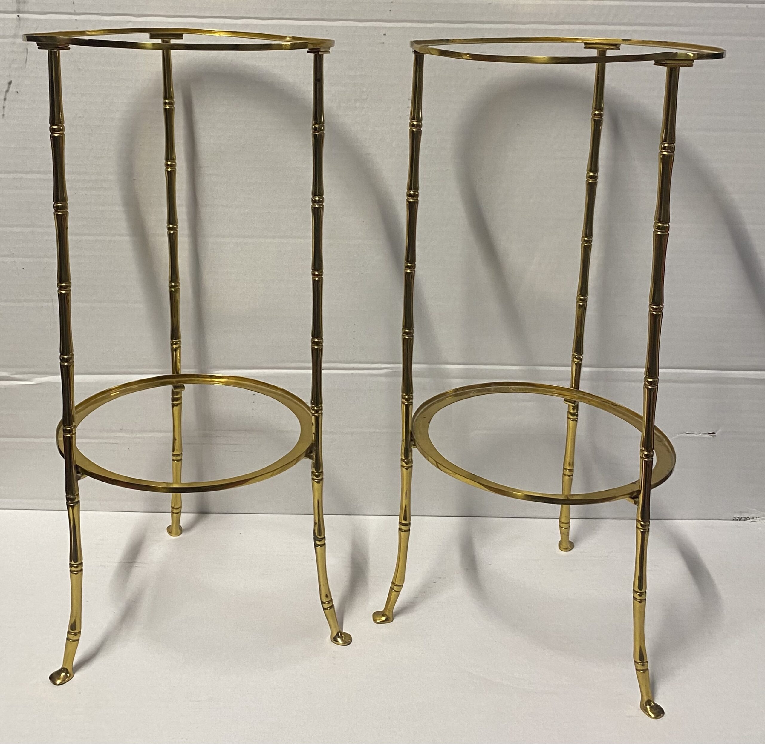 1970′ 2 Paires de Guéridons Bronze Doré Maison Bagués Décor Bambou ø 24 X H 50 cm – Image 16