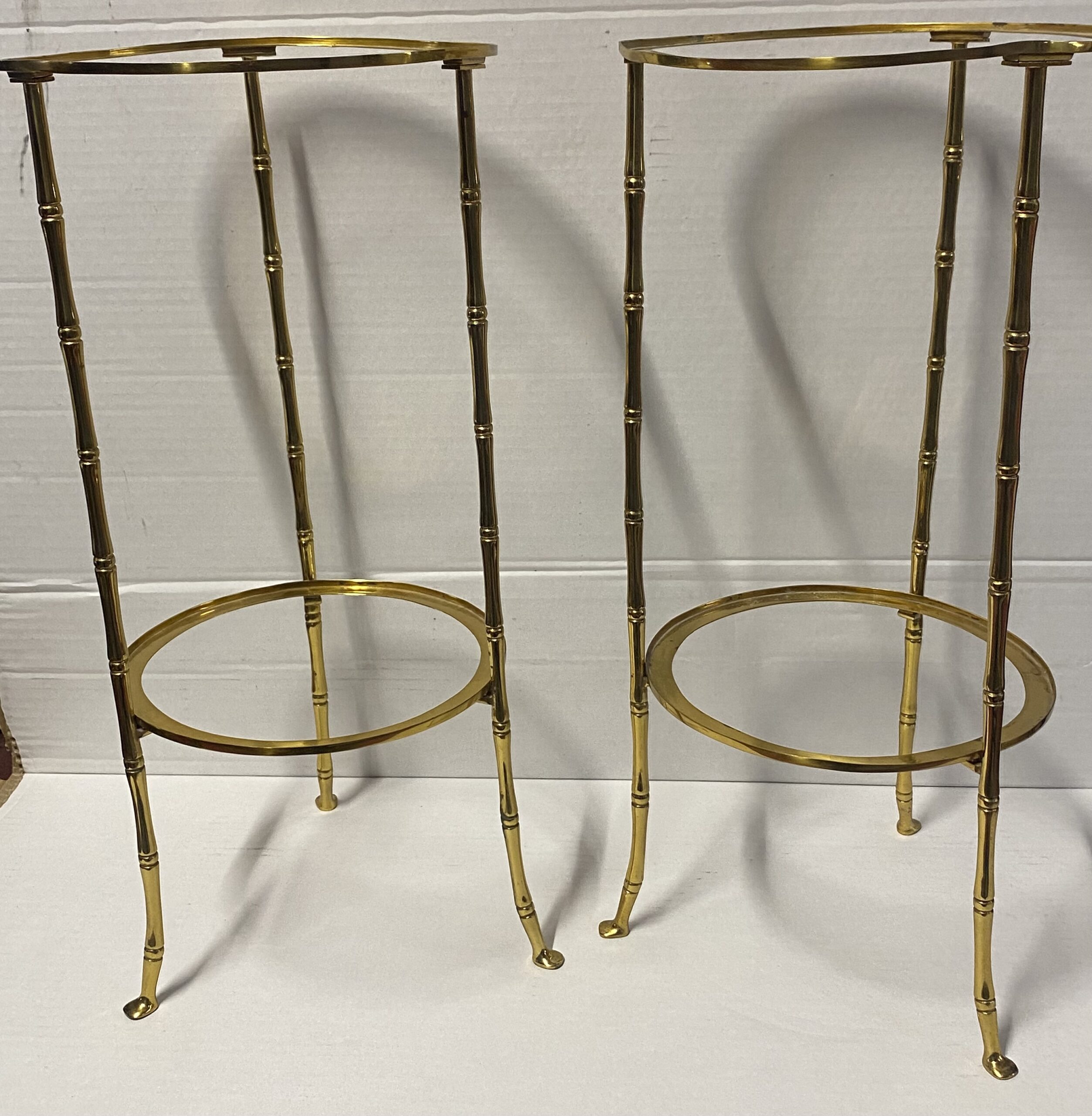 1970′ 2 Paires de Guéridons Bronze Doré Maison Bagués Décor Bambou ø 24 X H 50 cm – Image 15