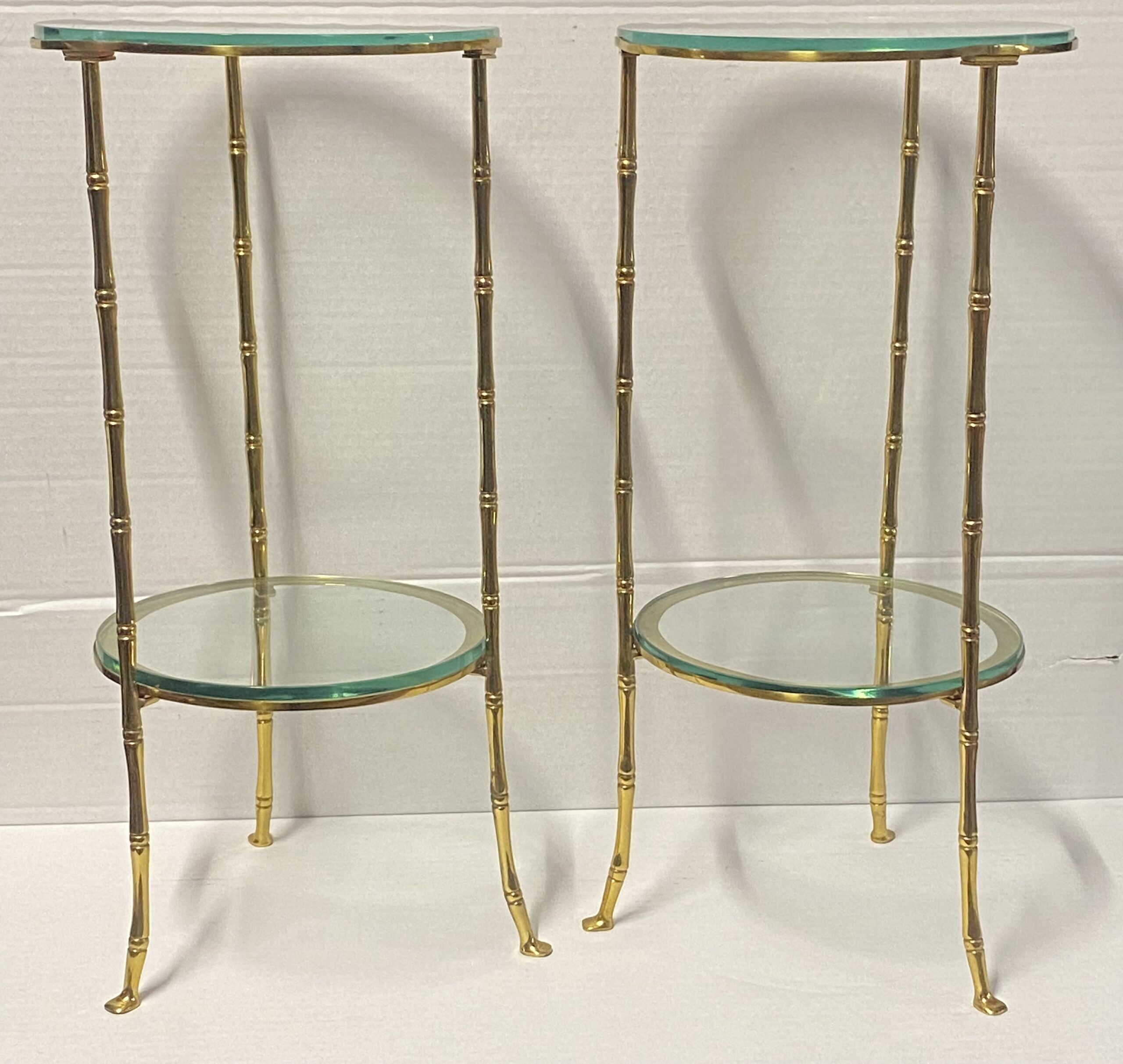 1970′ 2 Paires de Guéridons Bronze Doré Maison Bagués Décor Bambou ø 24 X H 50 cm – Image 14