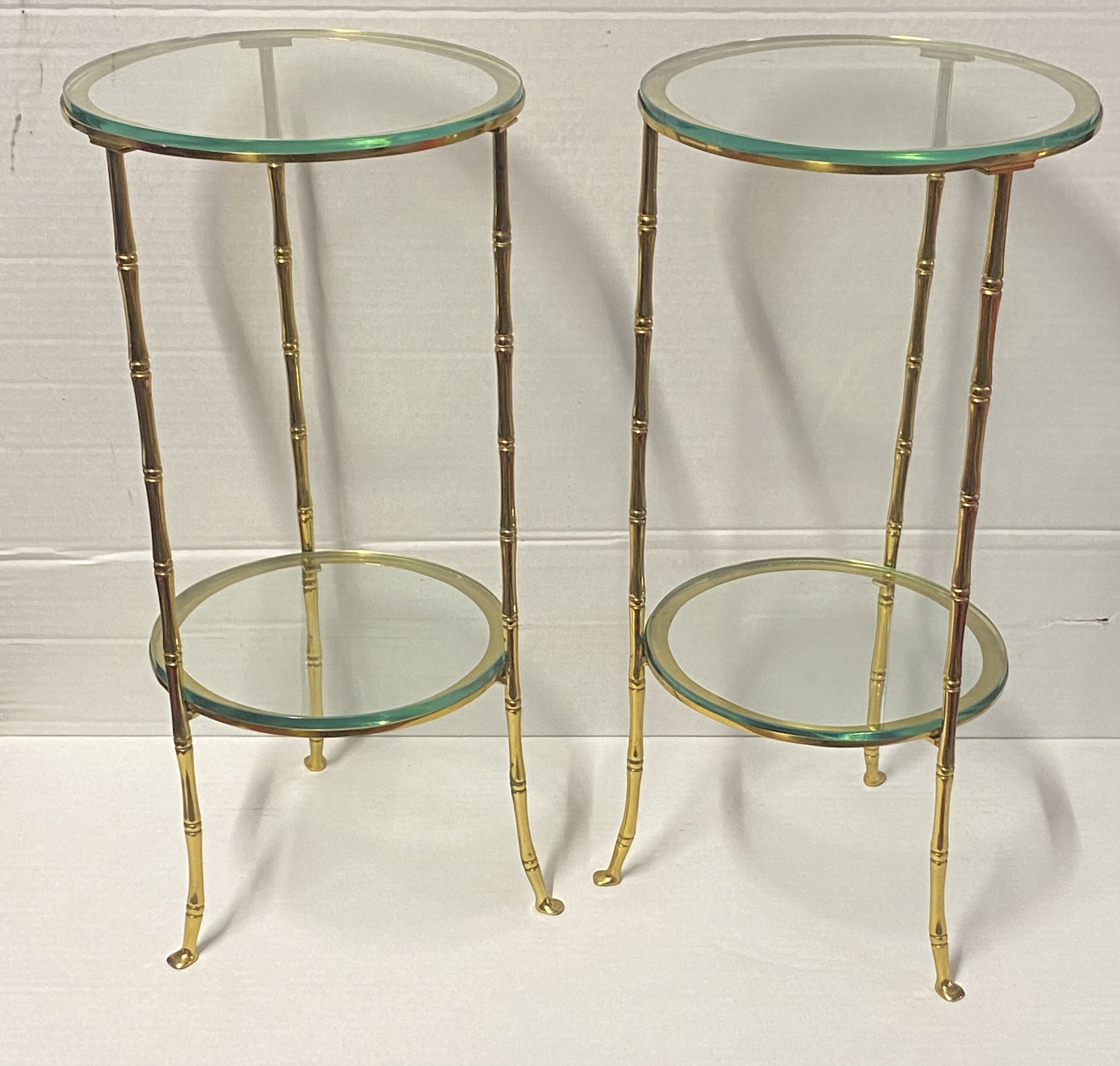 1970′ 2 Paires de Guéridons Bronze Doré Maison Bagués Décor Bambou ø 24 X H 50 cm – Image 6