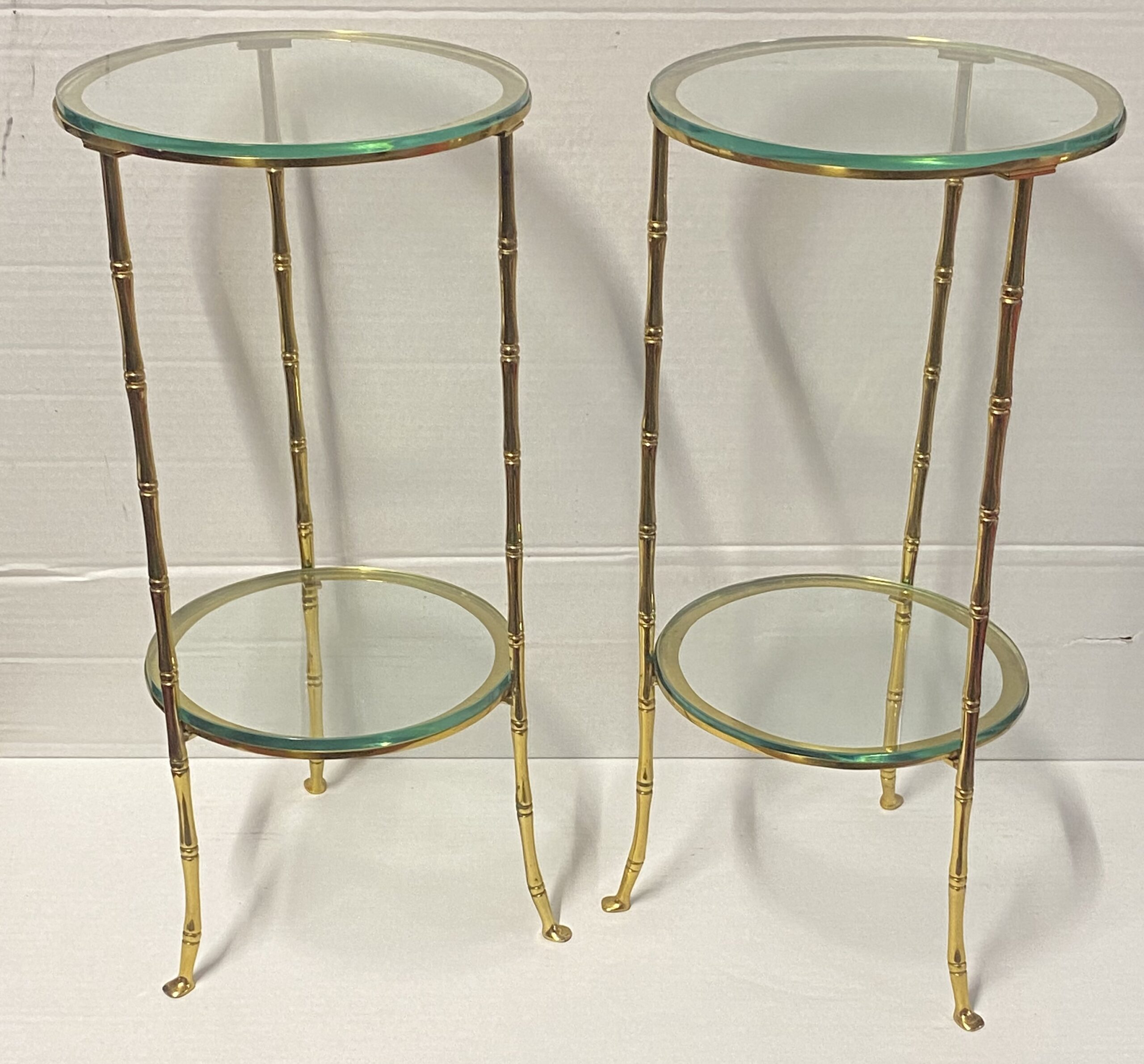 1970′ 2 Paires de Guéridons Bronze Doré Maison Bagués Décor Bambou ø 24 X H 50 cm – Image 5