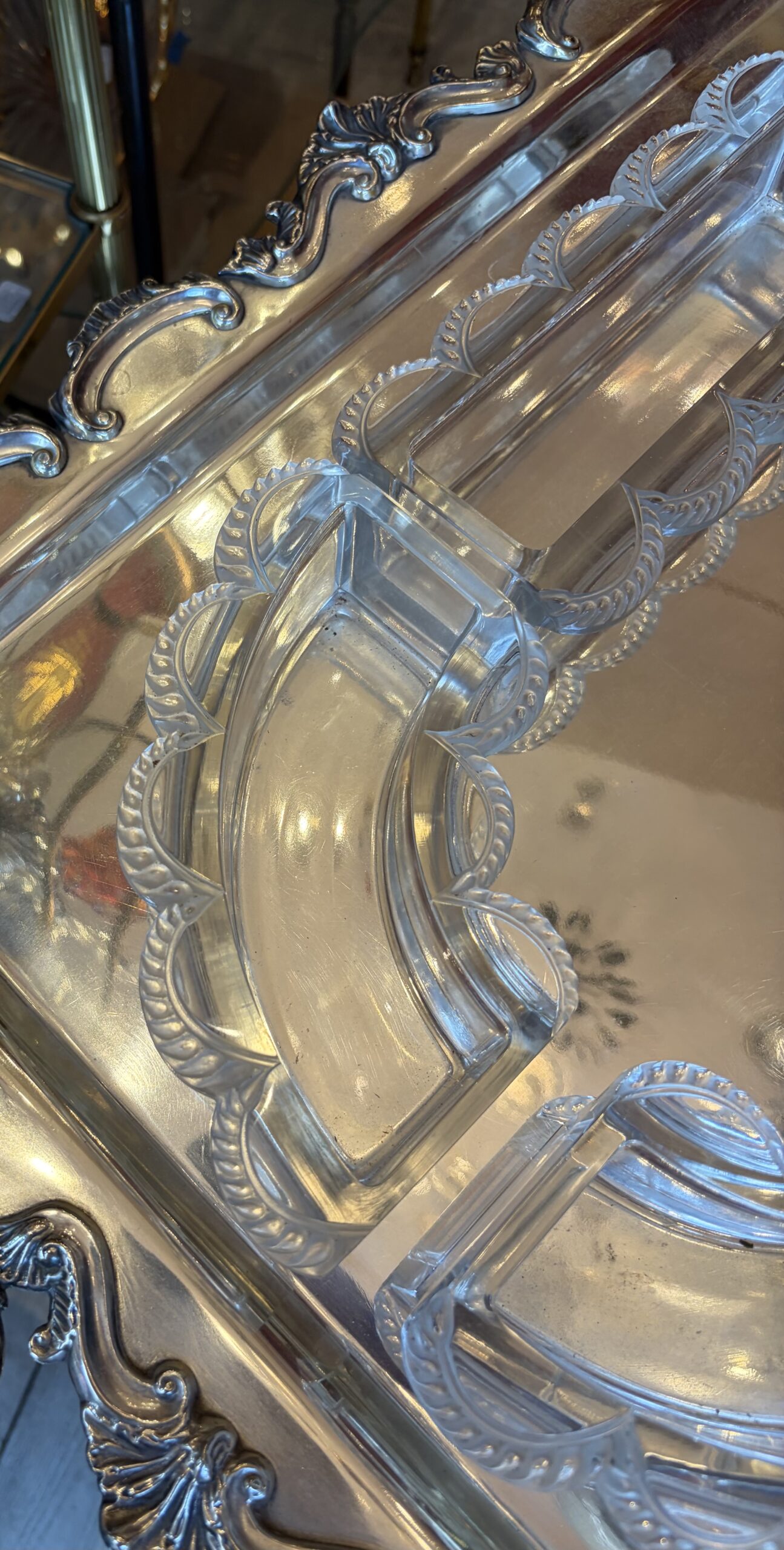 1950' Chemin de Table Cristal Lalique France Modèle Festons Signé – Image 12