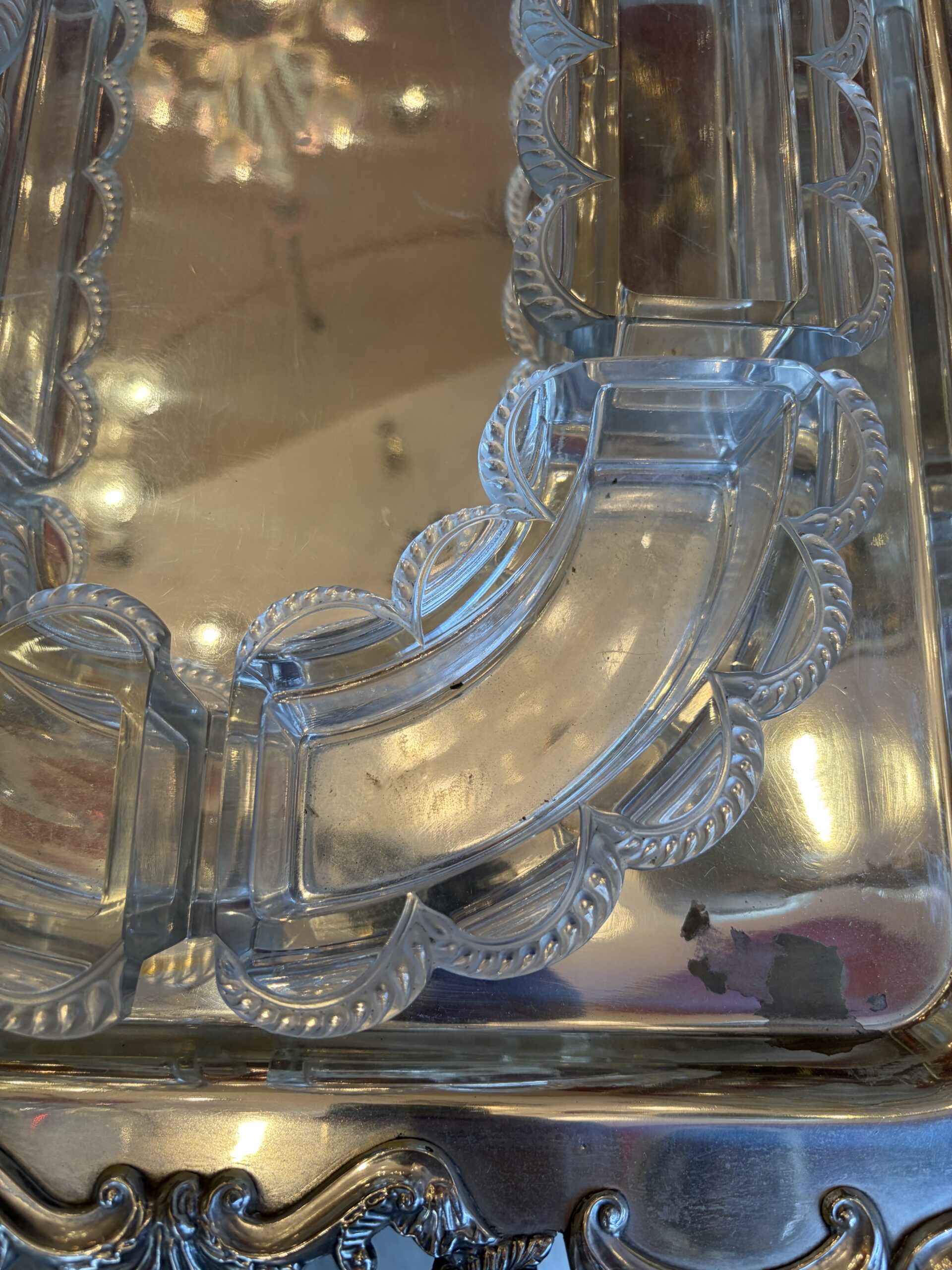 1950' Chemin de Table Cristal Lalique France Modèle Festons Signé – Image 11