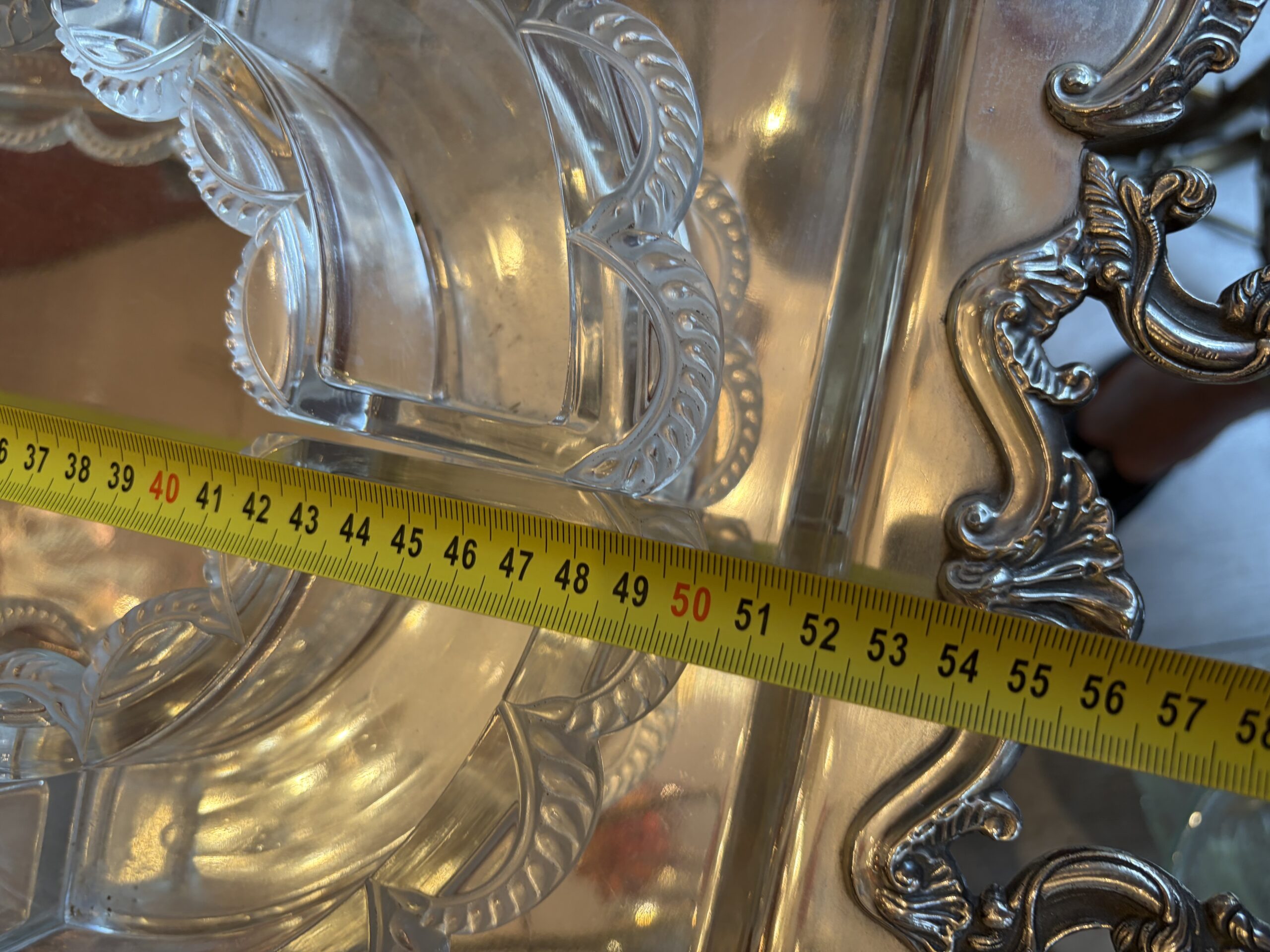 1950' Chemin de Table Cristal Lalique France Modèle Festons Signé – Image 3