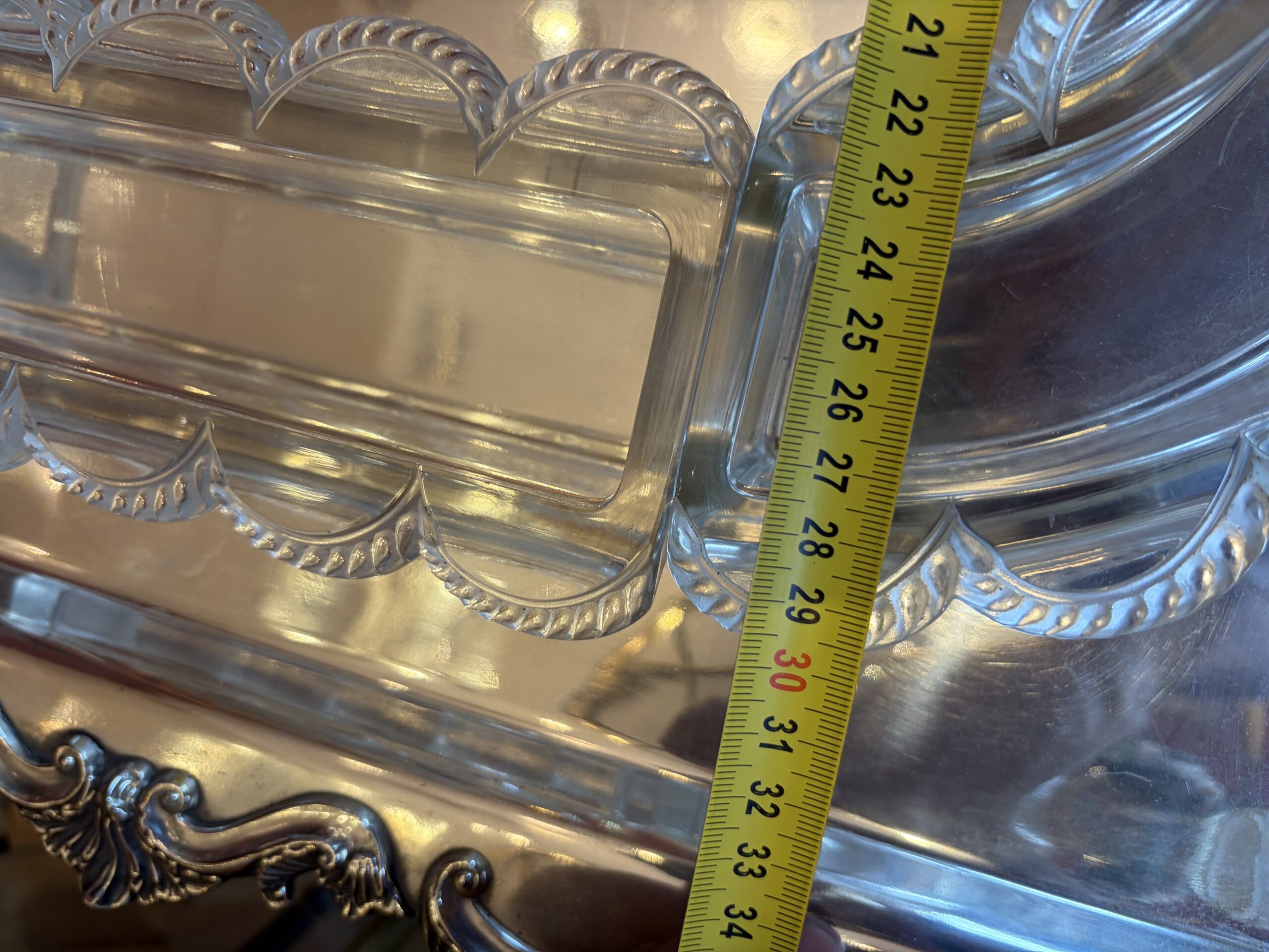 1950' Chemin de Table Cristal Lalique France Modèle Festons Signé – Image 2