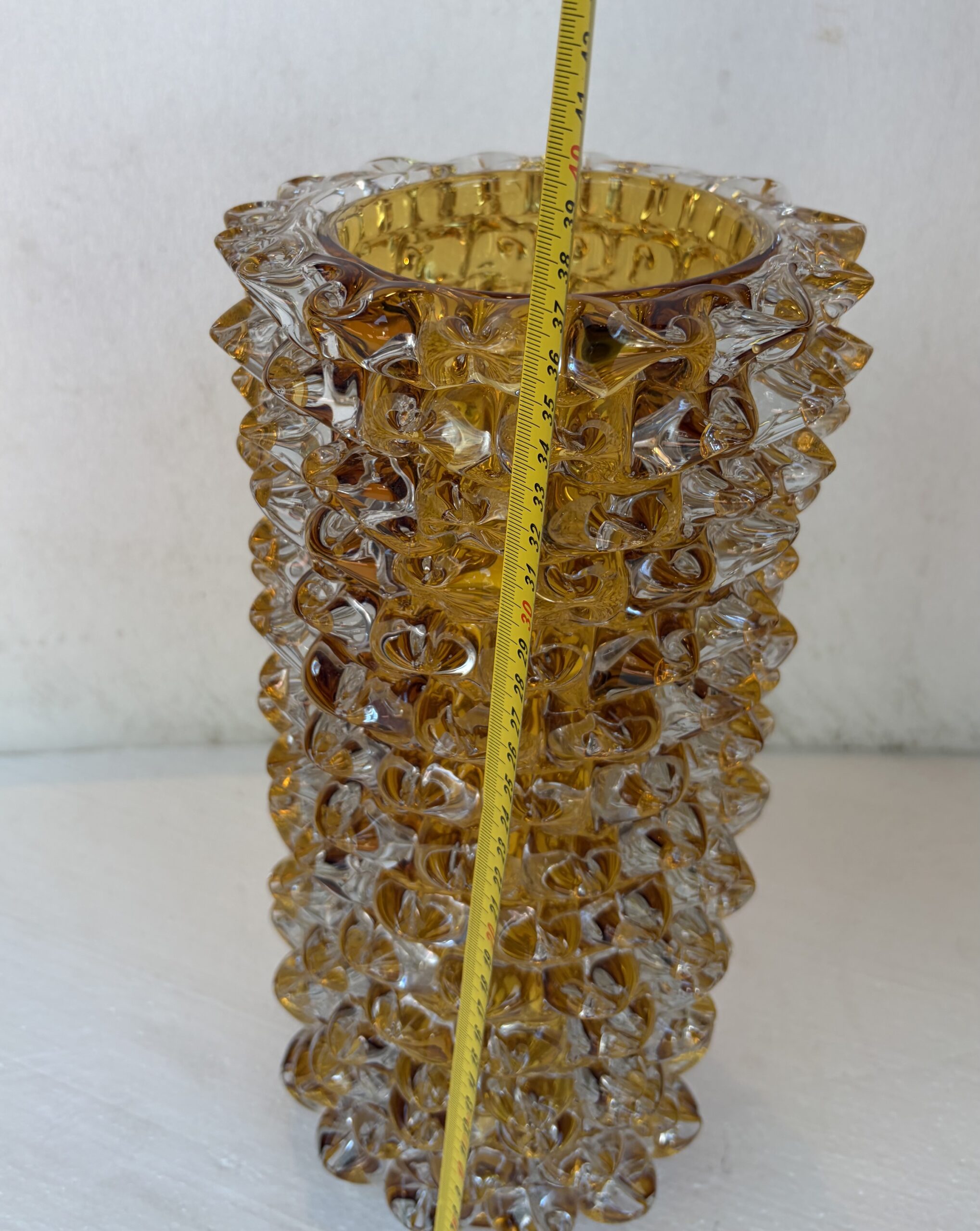 1960' Vase 'Rostrato' en Cristal Transparent Avec une Ame Ambrée , H 37 cm Ø 17 cm Attribué à ERCOLE BAROVIER – Image 9
