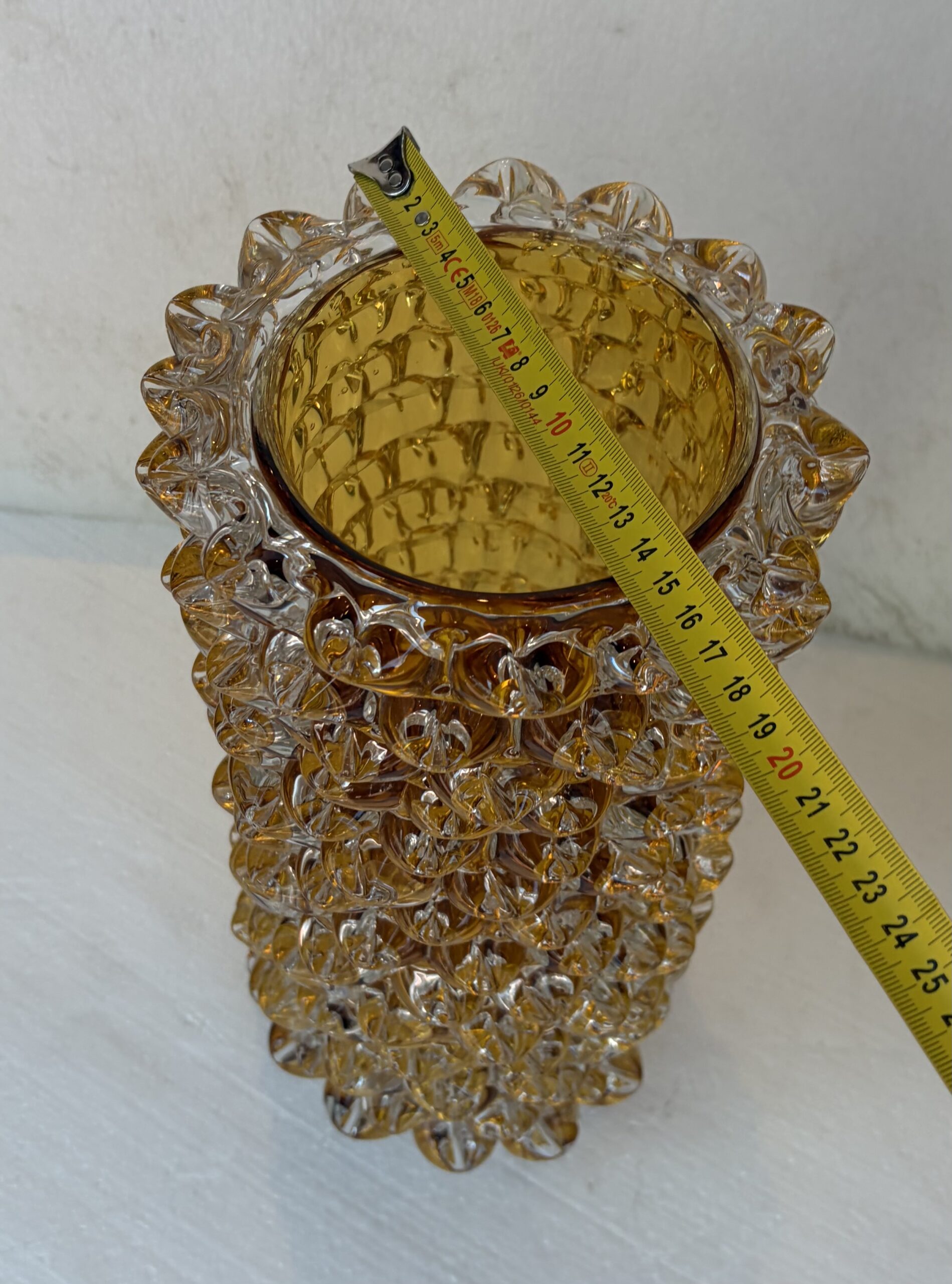 1960' Vase 'Rostrato' en Cristal Transparent Avec une Ame Ambrée , H 37 cm Ø 17 cm Attribué à ERCOLE BAROVIER – Image 8