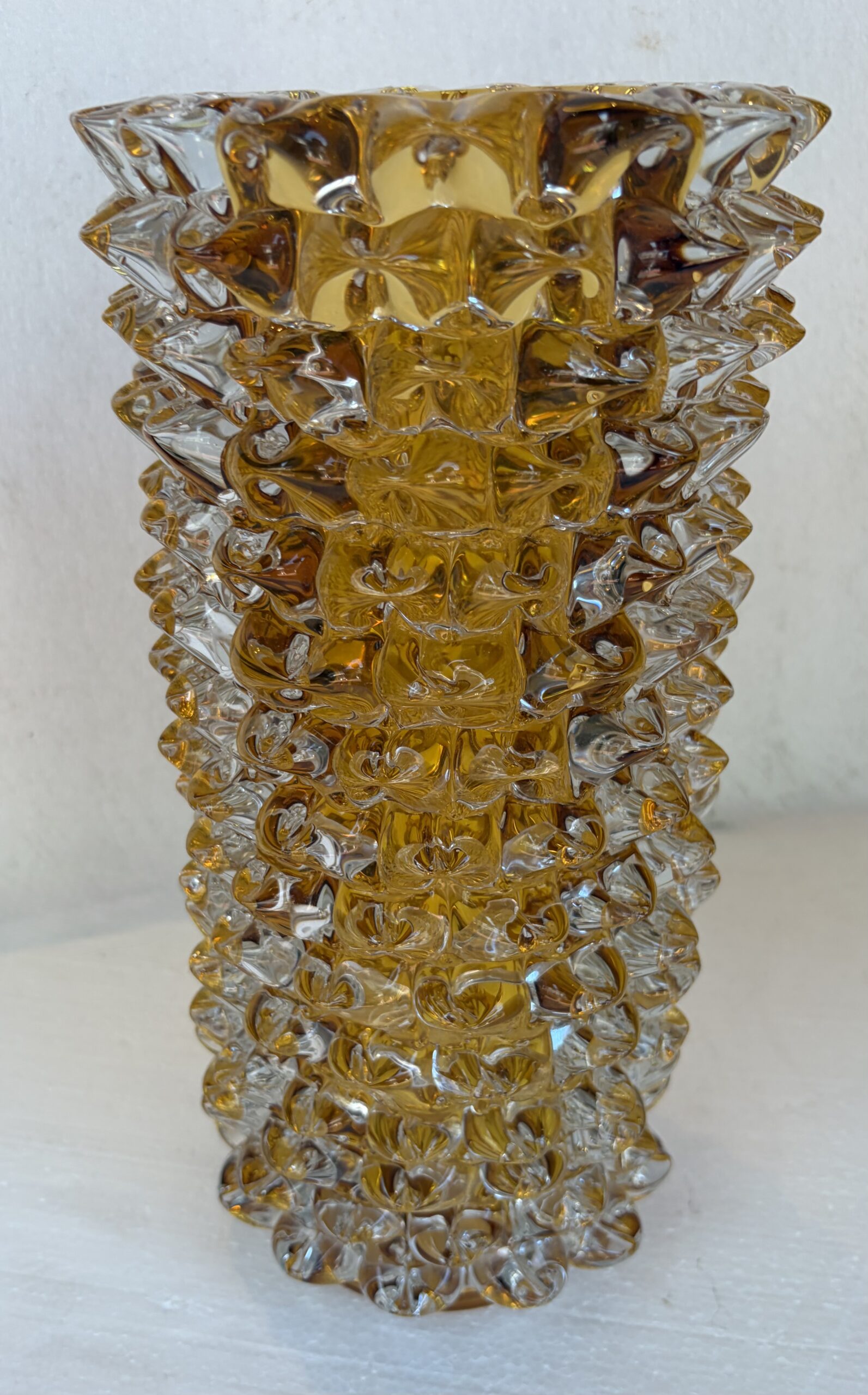 1960' Vase 'Rostrato' en Cristal Transparent Avec une Ame Ambrée , H 37 cm Ø 17 cm Attribué à ERCOLE BAROVIER – Image 6