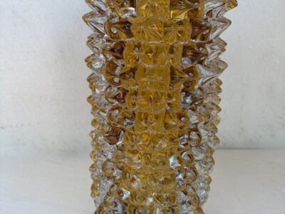 1960' Vase 'Rostrato' en Cristal Transparent Avec une Ame Ambrée , H 37 cm Ø 17 cm Attribué à ERCOLE BAROVIER