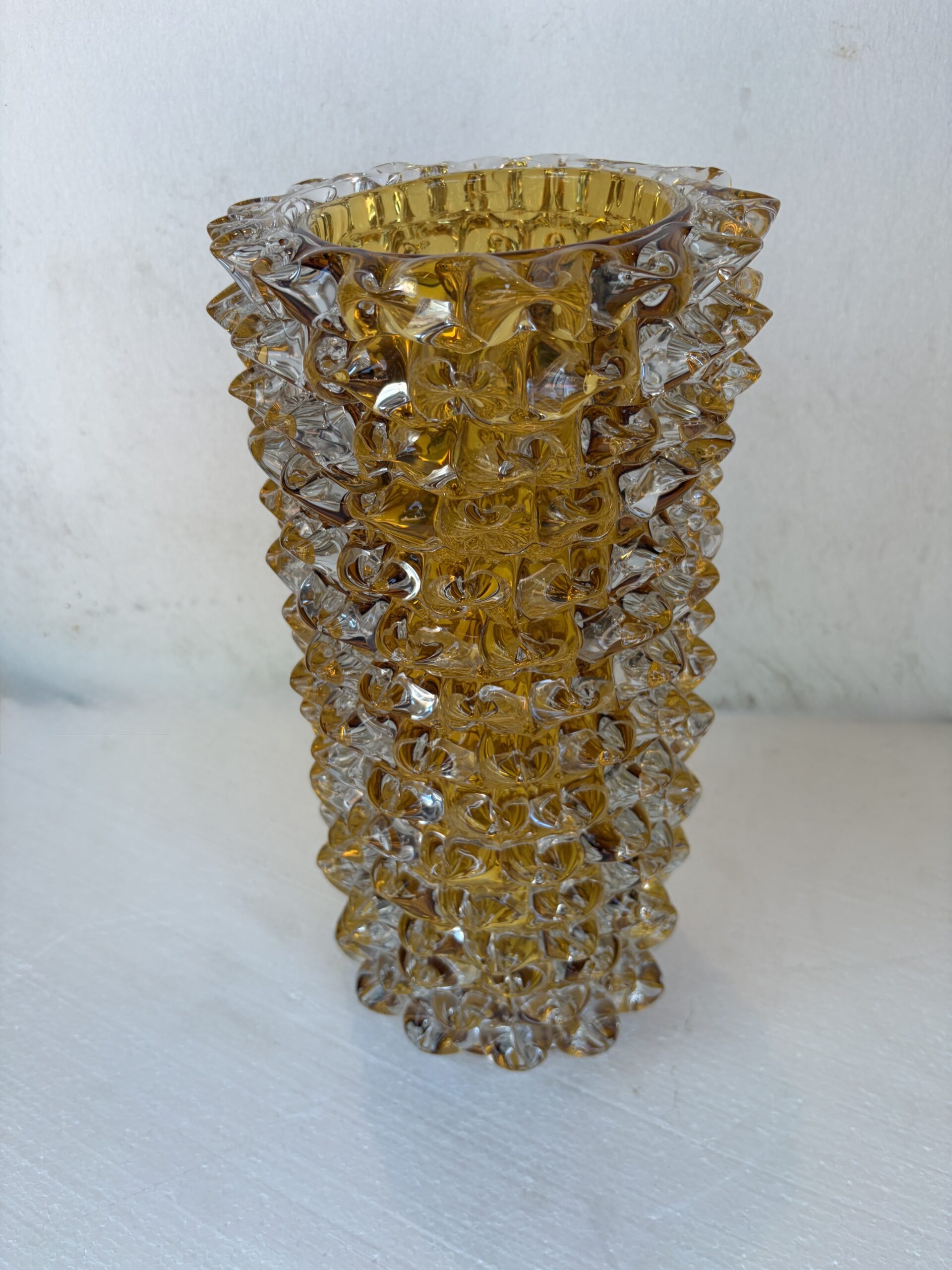 1960' Vase 'Rostrato' en Cristal Transparent Avec une Ame Ambrée , H 37 cm Ø 17 cm Attribué à ERCOLE BAROVIER – Image 5