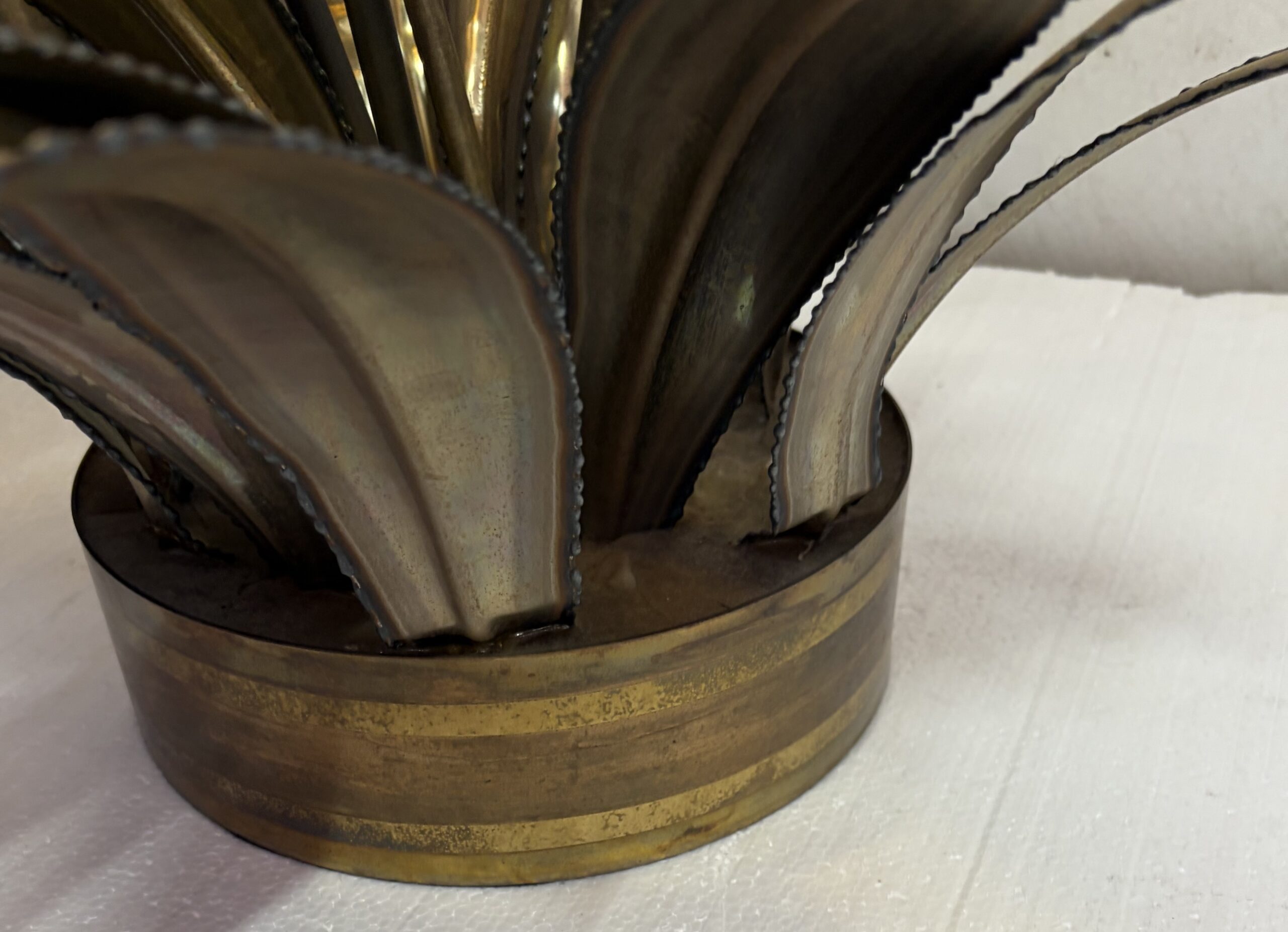1970′ Lampadaire Palmier, en Laiton Par Barbier, Maison Jansen 3 Têtes Style Brutaliste H: 113 cm – Image 8