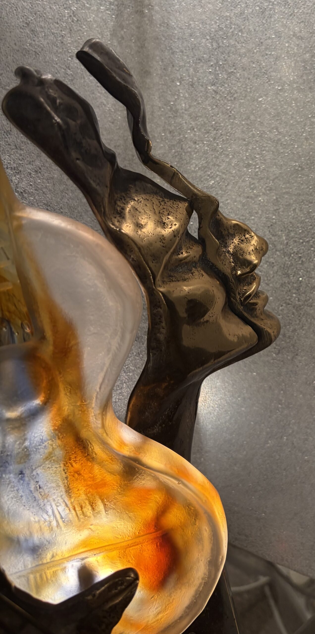 1970/80 Lampe Guitare En Bronze Et Pate De Verre , Sculpture Signée LOHE – Image 15