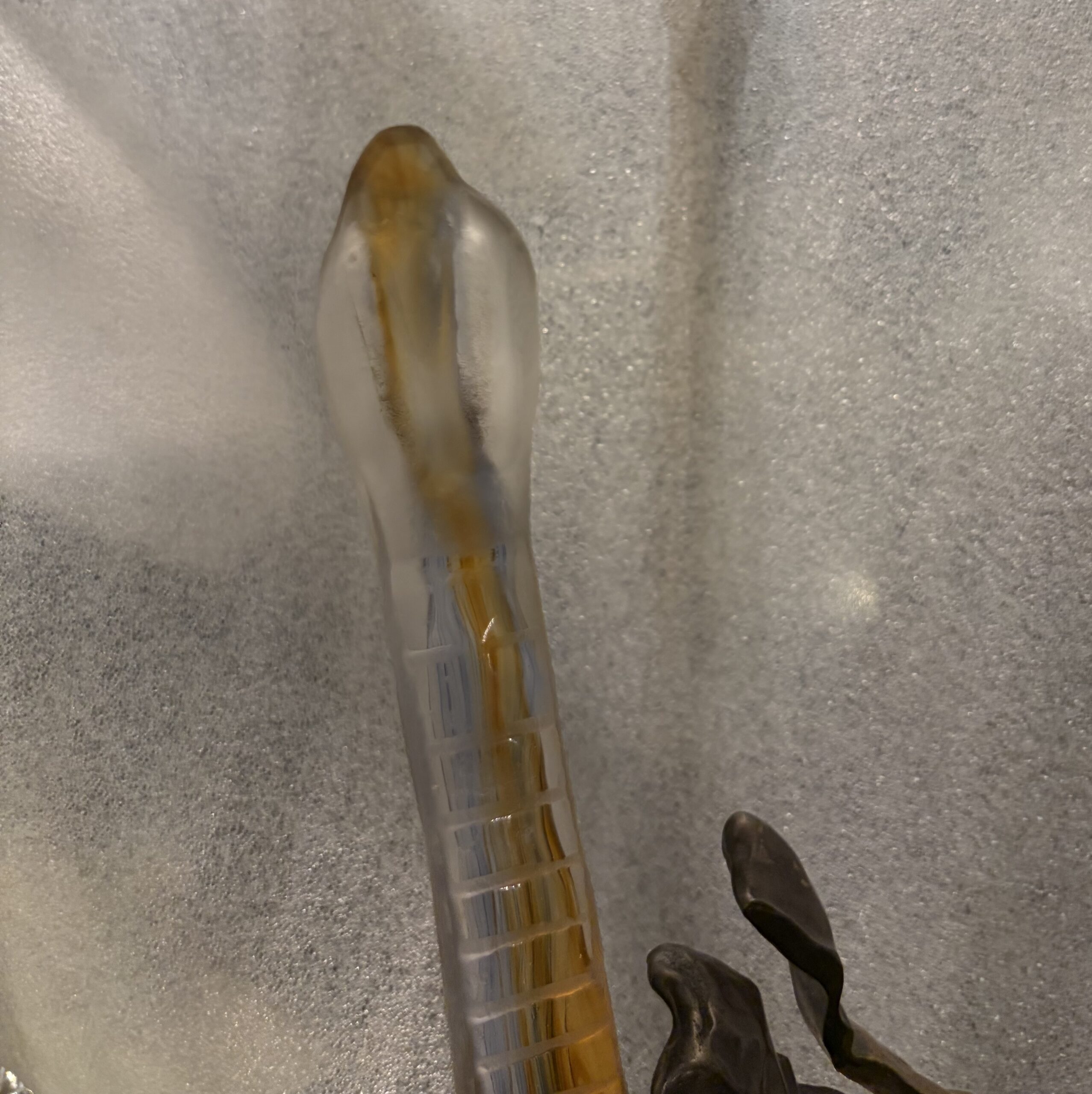 1970/80 Lampe Guitare En Bronze Et Pate De Verre , Sculpture Signée LOHE – Image 14