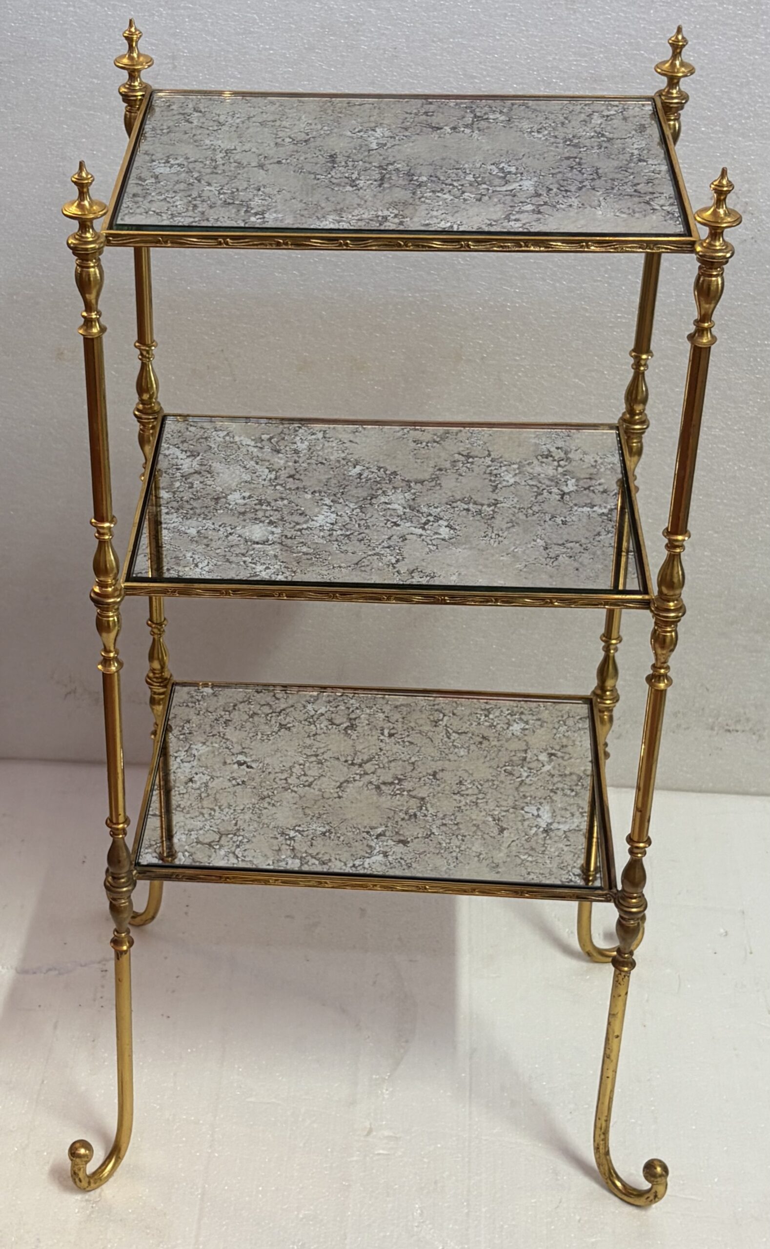 1970s 3-Tier Bronze Shelving Unit by Maison Baguès with Aged, Oxidized Mirrored Shelves, 36 x 25 x H 75 cm - Image 10