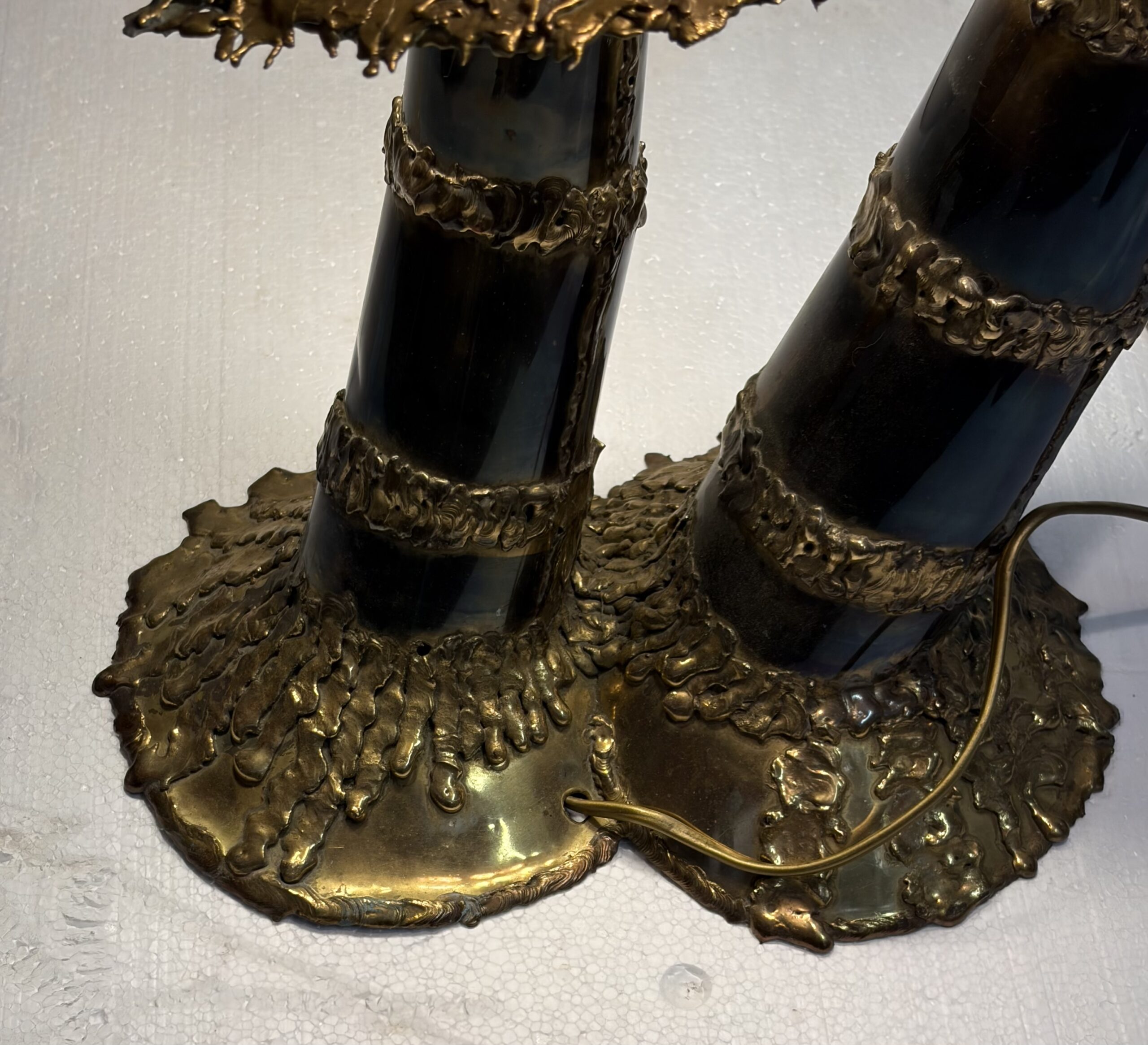 1970′ Lampe Champignon en Laiton Maison Jansen 2 Têtes Style Brutaliste ,Duval Brasseur Ou I.Faure – Image 24