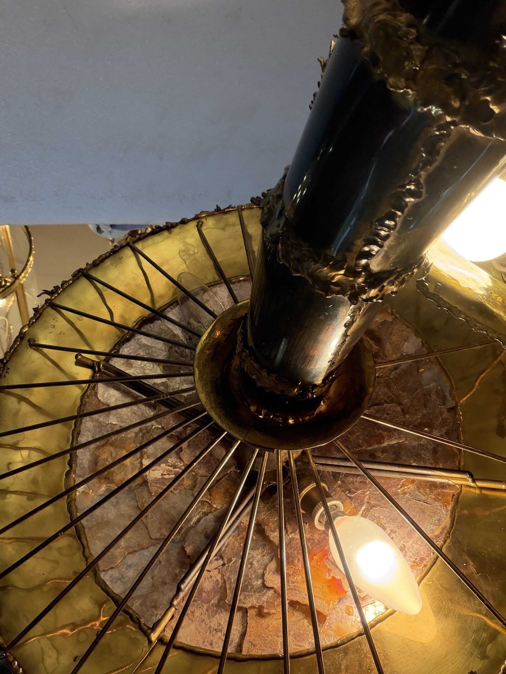 1970′ Lampe Champignon en Laiton Maison Jansen 2 Têtes Style Brutaliste ,Duval Brasseur Ou I.Faure – Image 18