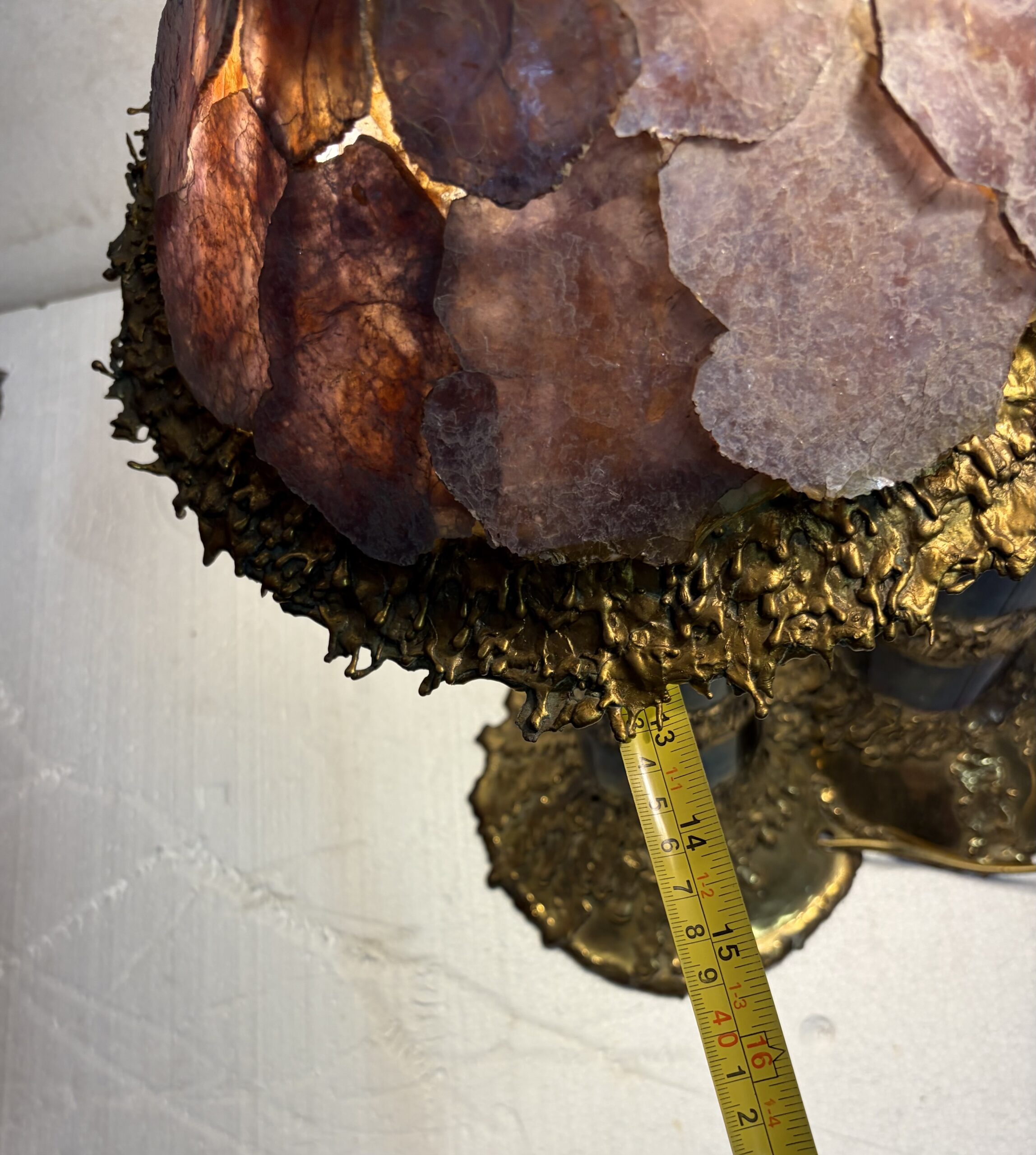 1970′ Lampe Champignon en Laiton Maison Jansen 2 Têtes Style Brutaliste ,Duval Brasseur Ou I.Faure – Image 4