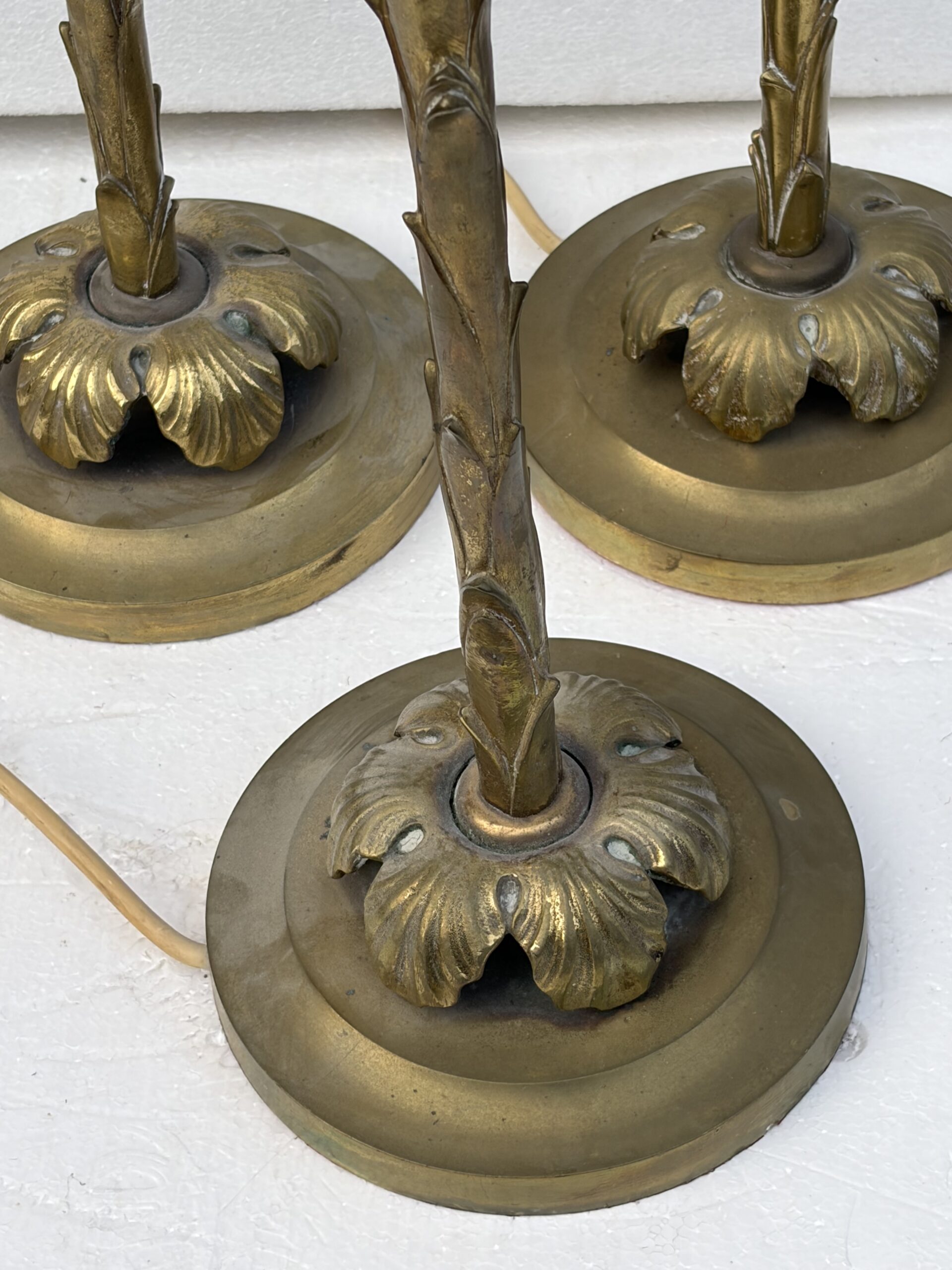1970′ Série De 6 Lampes En Bronze Maison Bagués Decor Palmier H 65 Ø 18 cm – Image 17