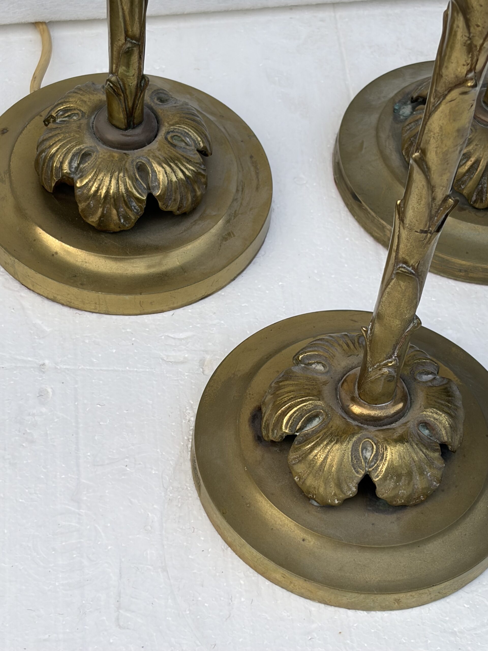 1970′ Série De 6 Lampes En Bronze Maison Bagués Decor Palmier H 65 Ø 18 cm – Image 16
