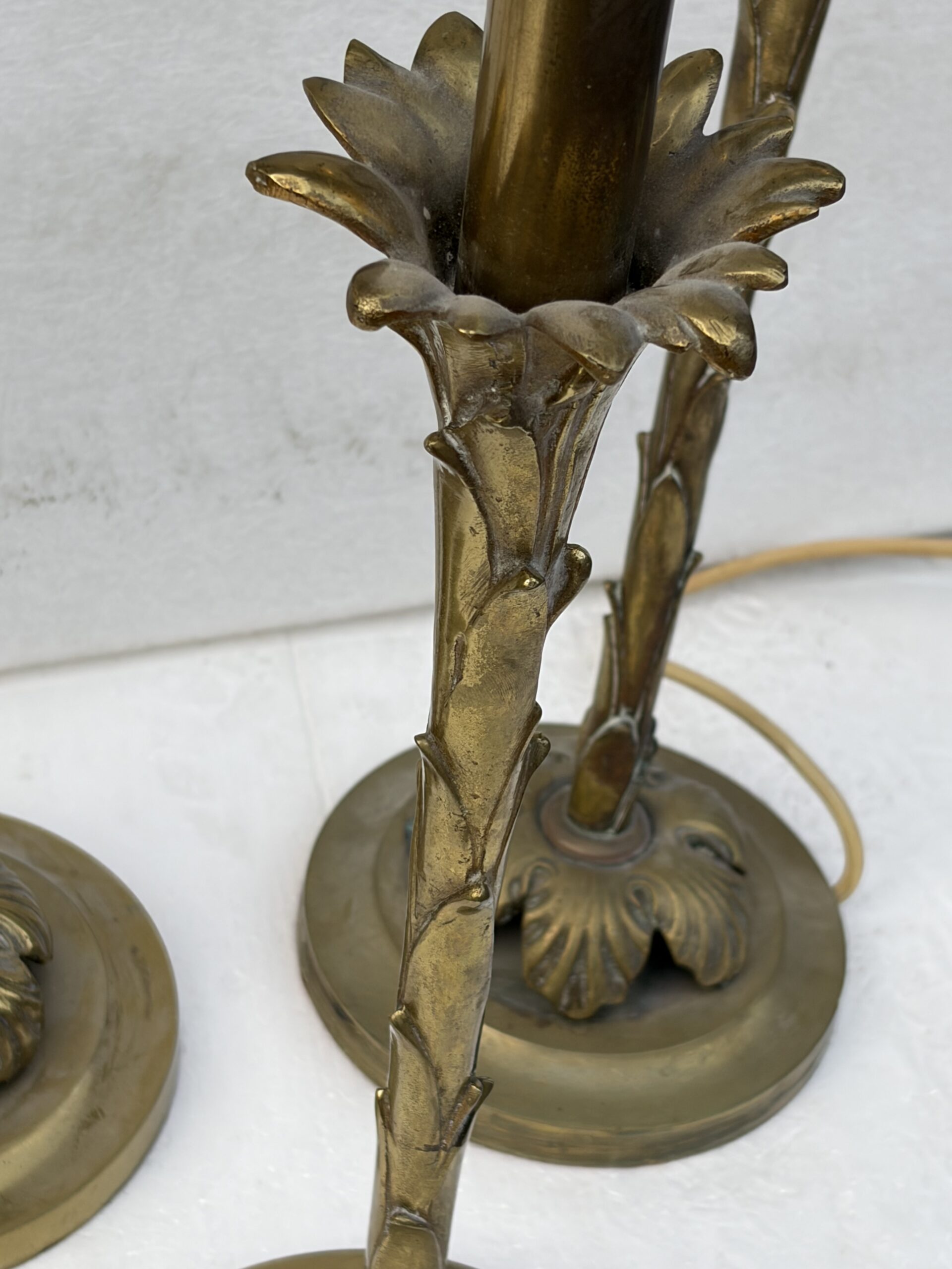 1970′ Série De 6 Lampes En Bronze Maison Bagués Decor Palmier H 65 Ø 18 cm – Image 15
