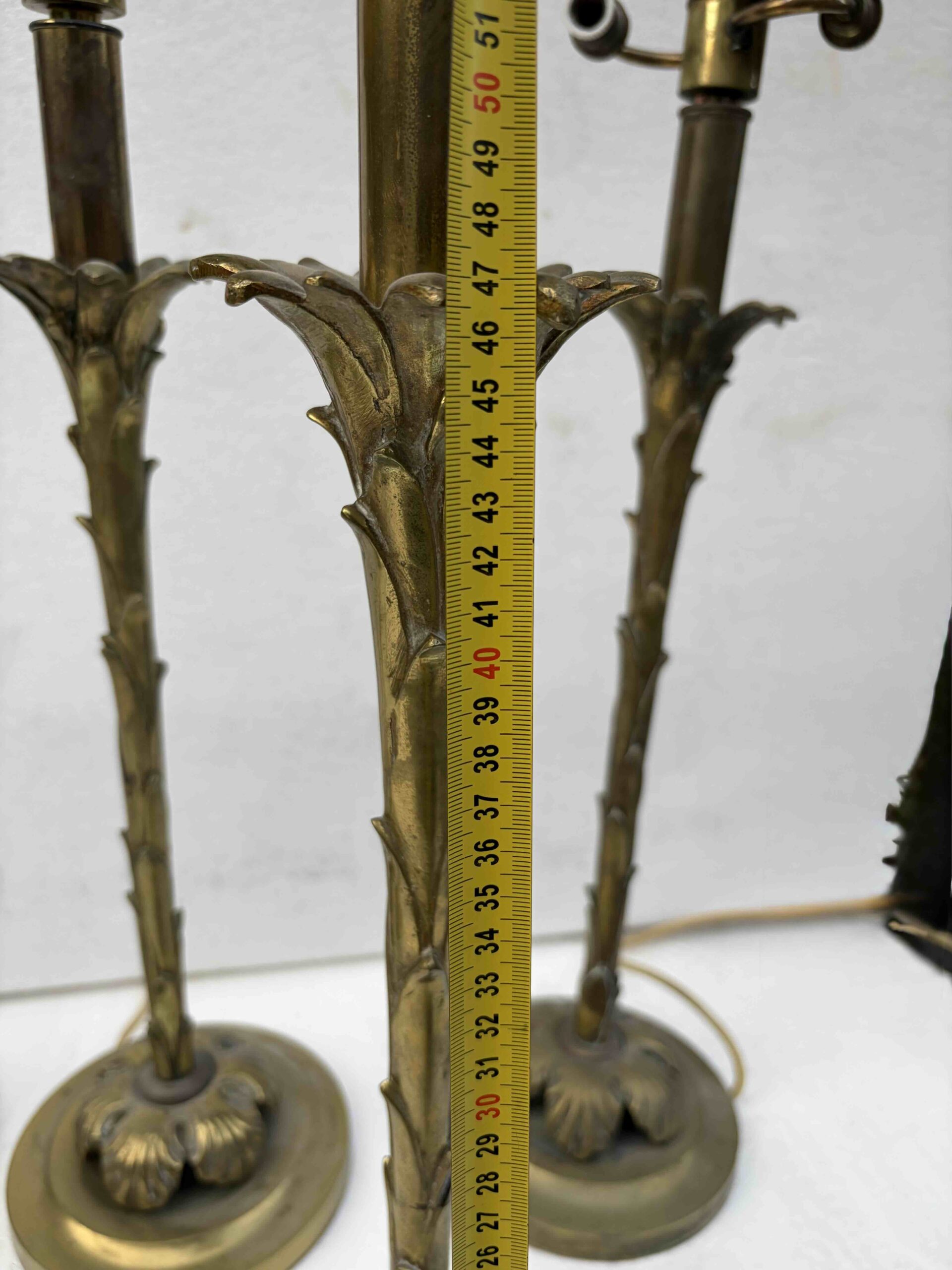 1970′ Série De 6 Lampes En Bronze Maison Bagués Decor Palmier H 65 Ø 18 cm – Image 3