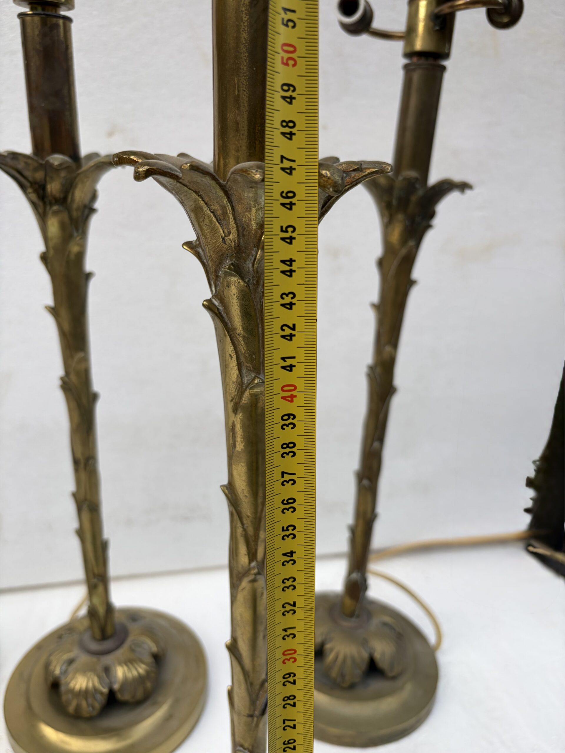 1970′ Série De 6 Lampes En Bronze Maison Bagués Decor Palmier H 65 Ø 18 cm – Image 13