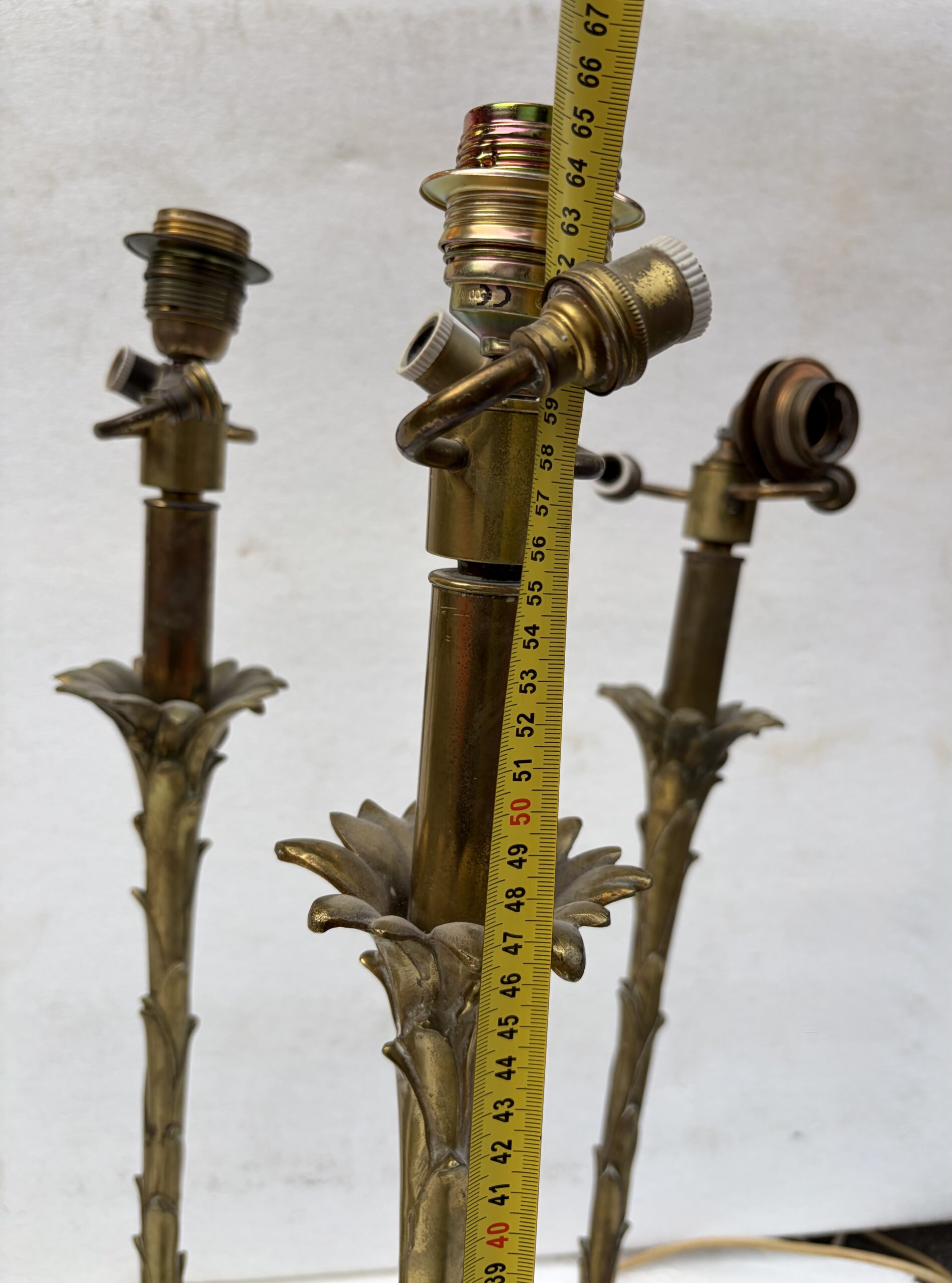 1970′ Série De 6 Lampes En Bronze Maison Bagués Decor Palmier H 65 Ø 18 cm – Image 12