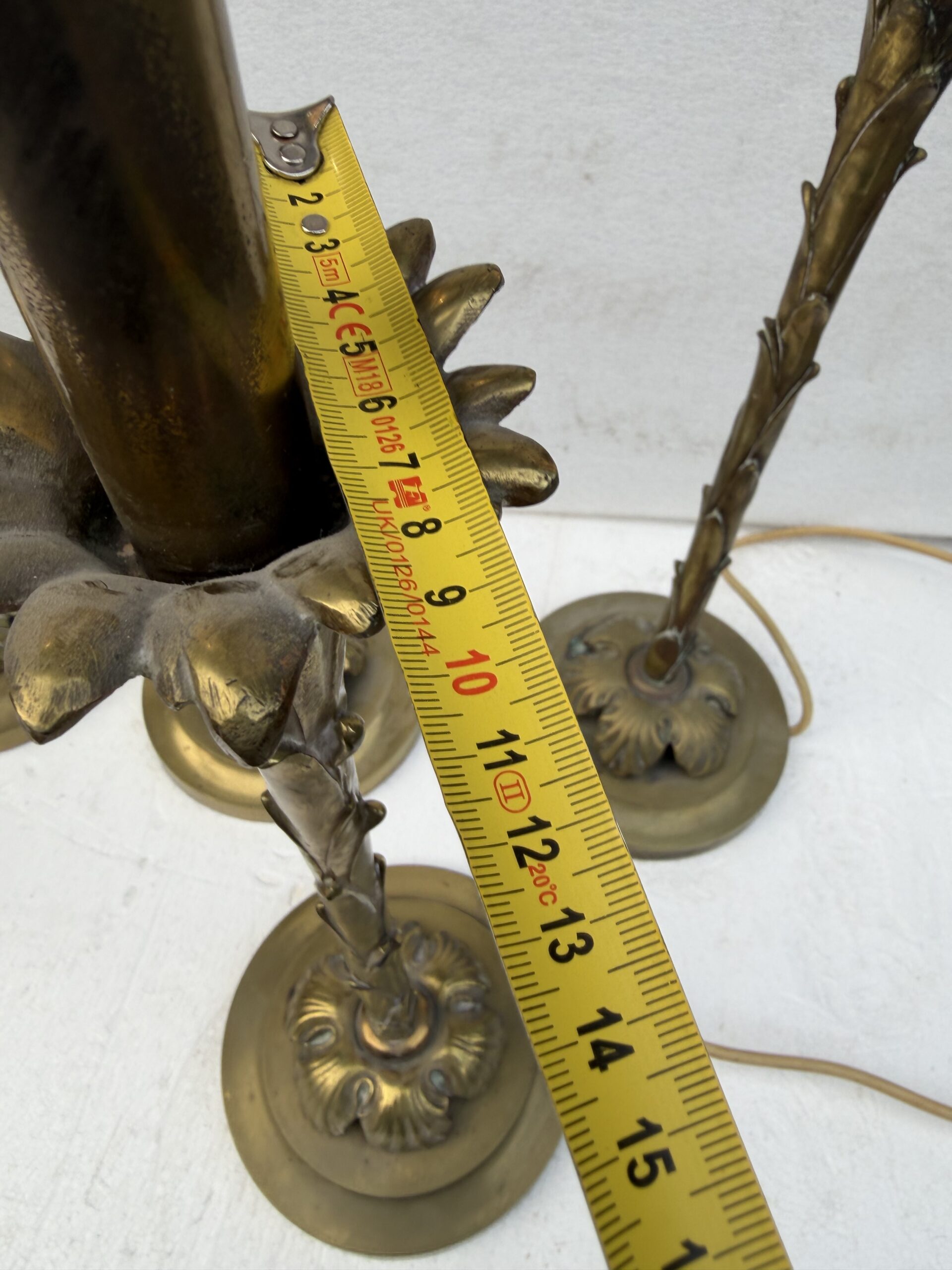 1970′ Série De 6 Lampes En Bronze Maison Bagués Decor Palmier H 65 Ø 18 cm – Image 10